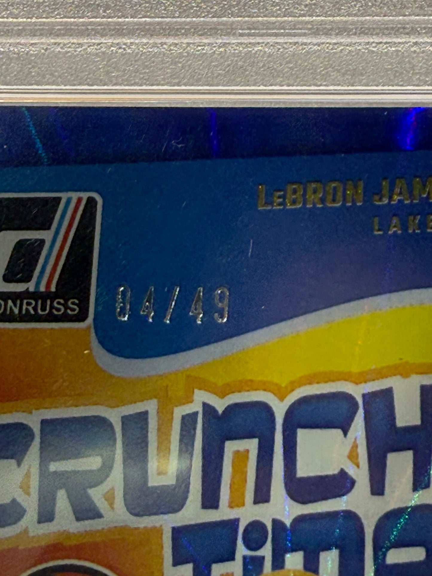 2024 Donruss LeBron James Crunch Time /49 Holo Blue Laser PSA 10 Los Angeles