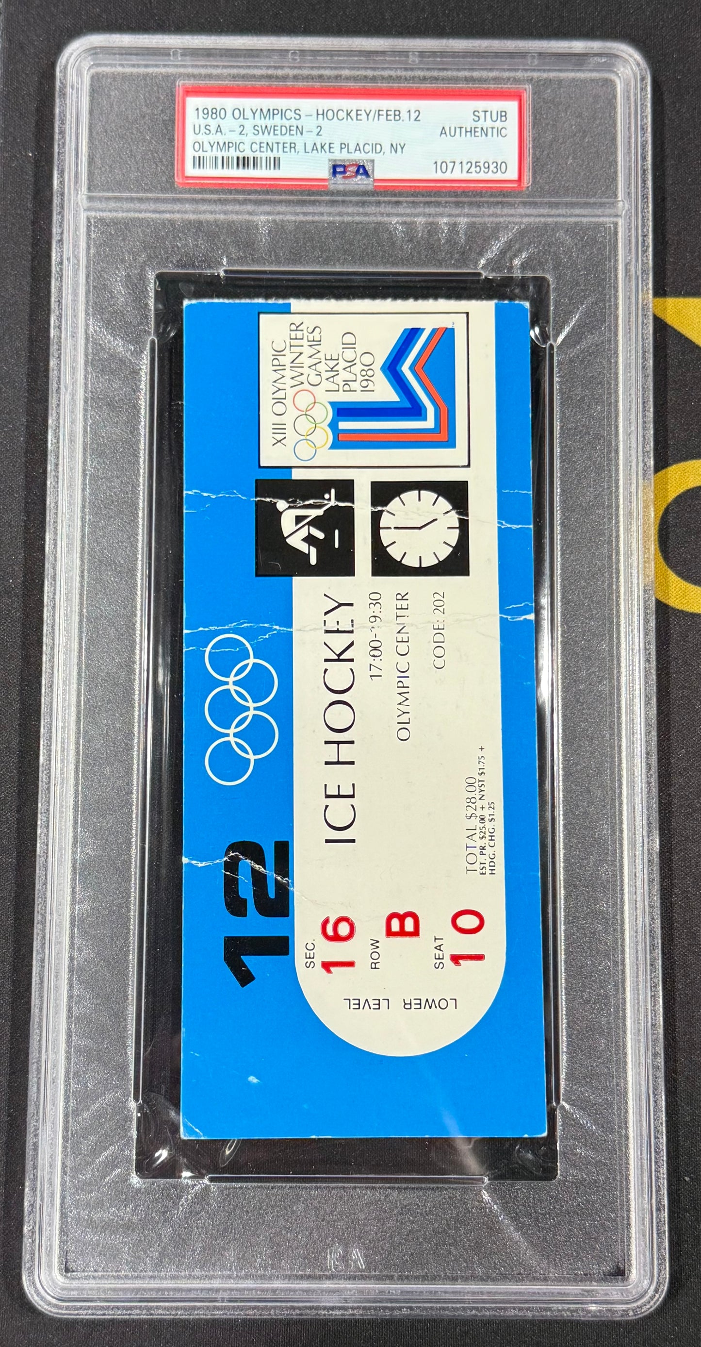 1980 USA OLYMPIC HOCKEY TICKET VS SWEDEN UNUSED USA TIES 2-2 JSA Authentic