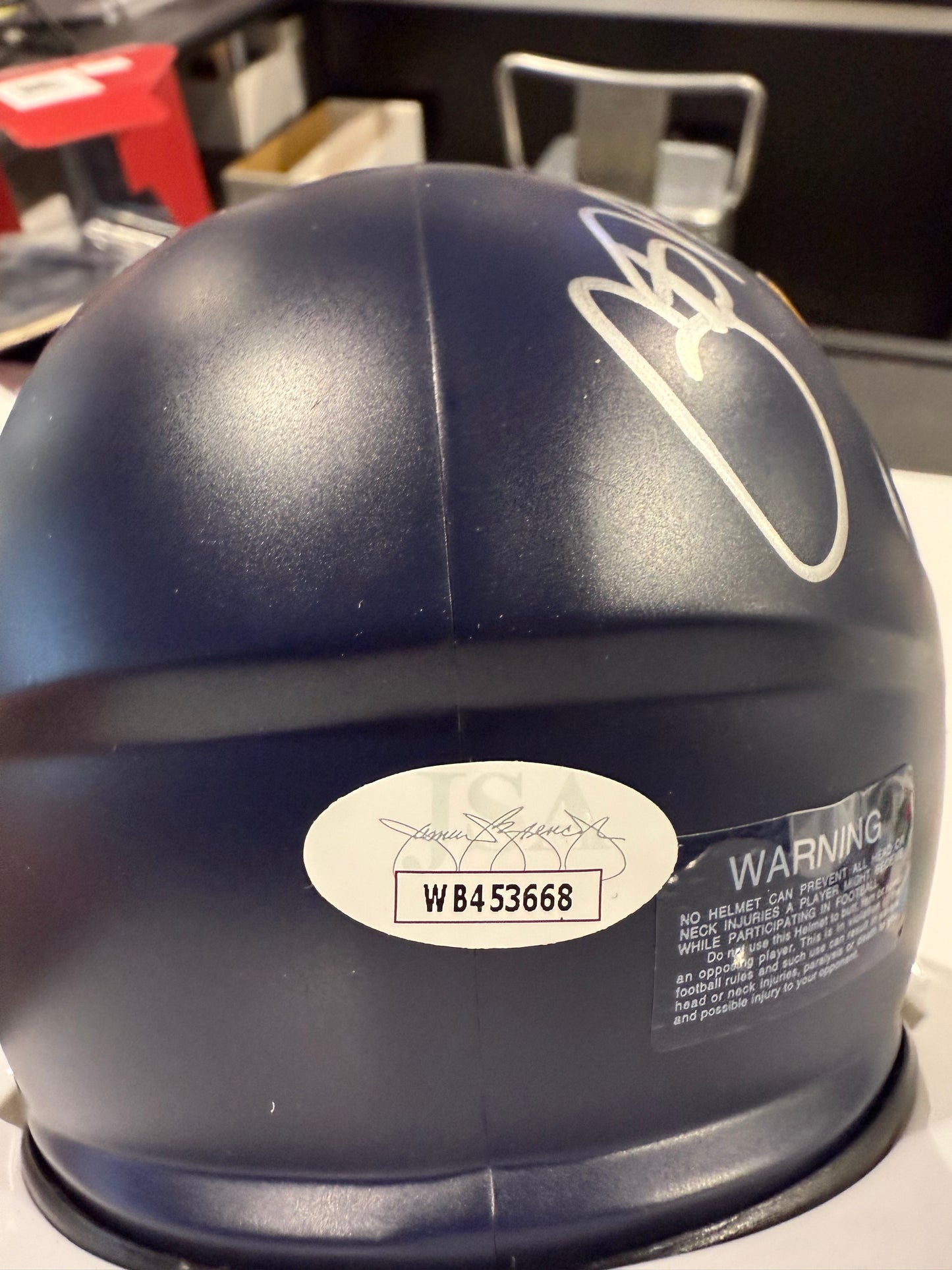 Pat White West Virginia Mountaineers Signed WVU Mini Helmet JSA Blue