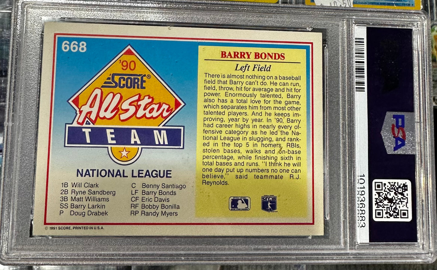 1991 Score Barry Bonds Signed Psa/DNa 10 Pittsburgh Pirates