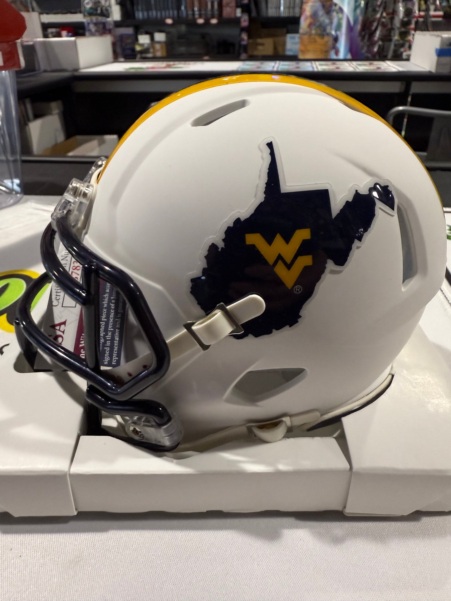 Pat White West Virginia Mountaineers Signed WVU Mini Helmet JSA White