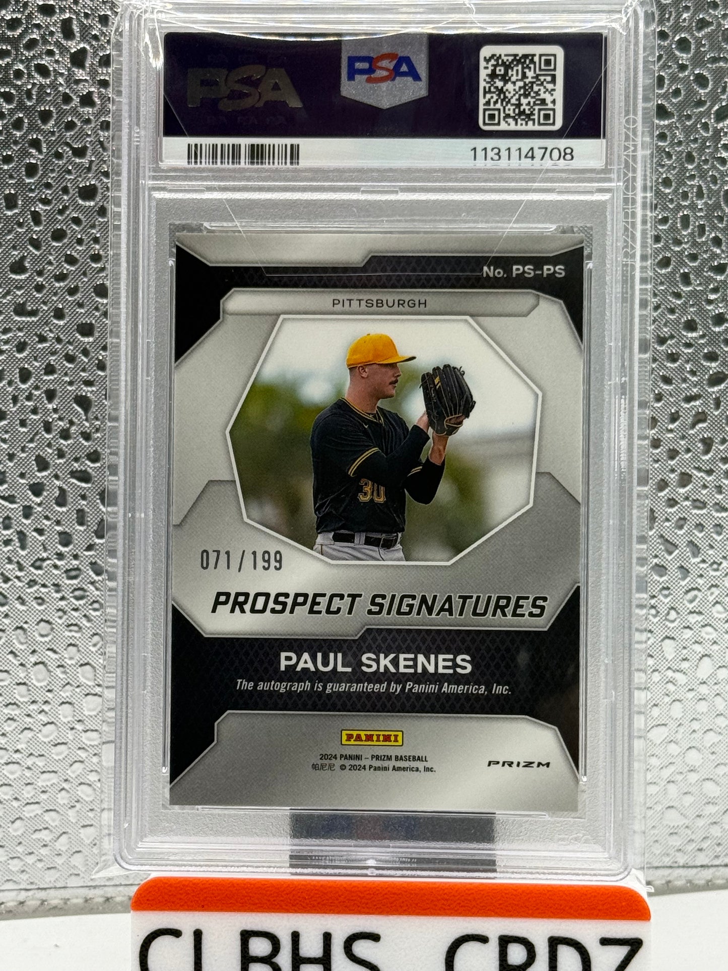 2024 Panini Prizm- Paul Skenes Prospect Signatures Auto Pulsar RC /199 Psa 9 Pittsburgh Pirates