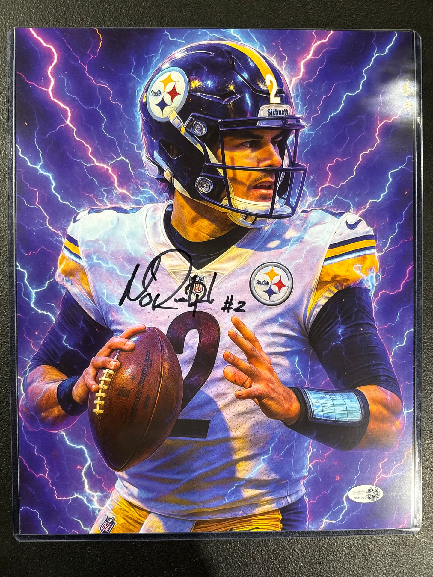 MASON RUDOLPH Pittsburgh Steelers SIGNED 11x14 Photo Electric Jsa