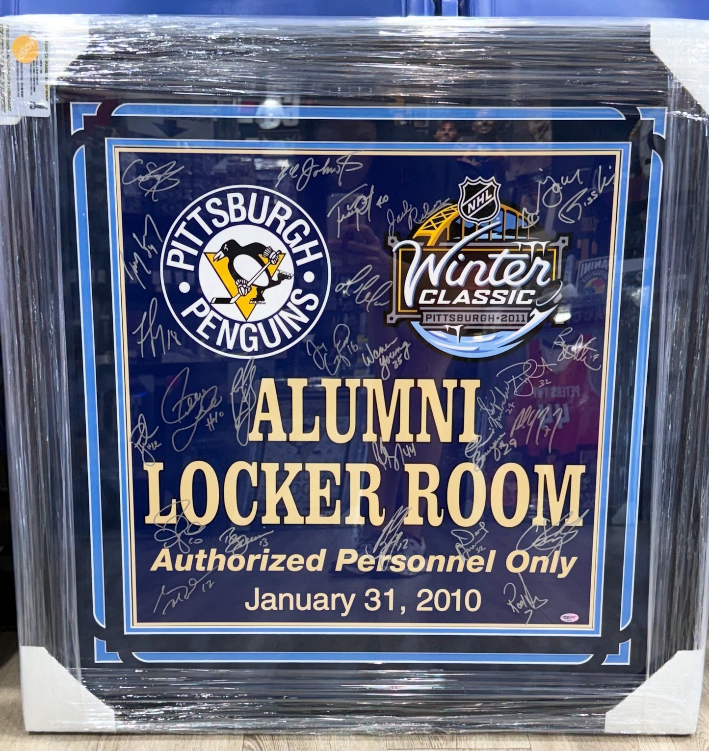 Pittsburgh Penguins Signed Alumni Locker Room Signed By Both Teams Double Deke