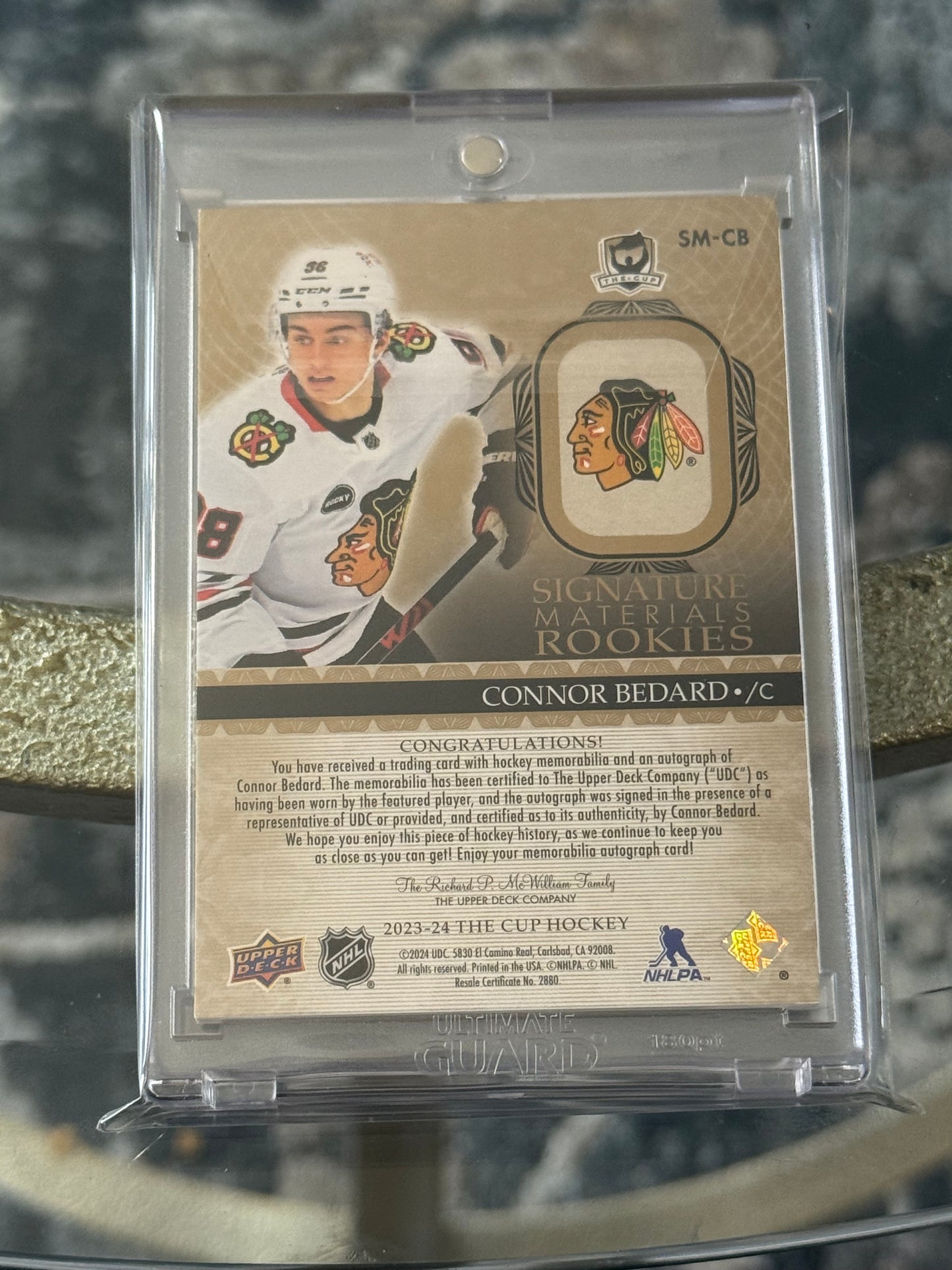 2023-24 UD The Cup Signature Materials Connor Bedard RC Auto /99 Chicago