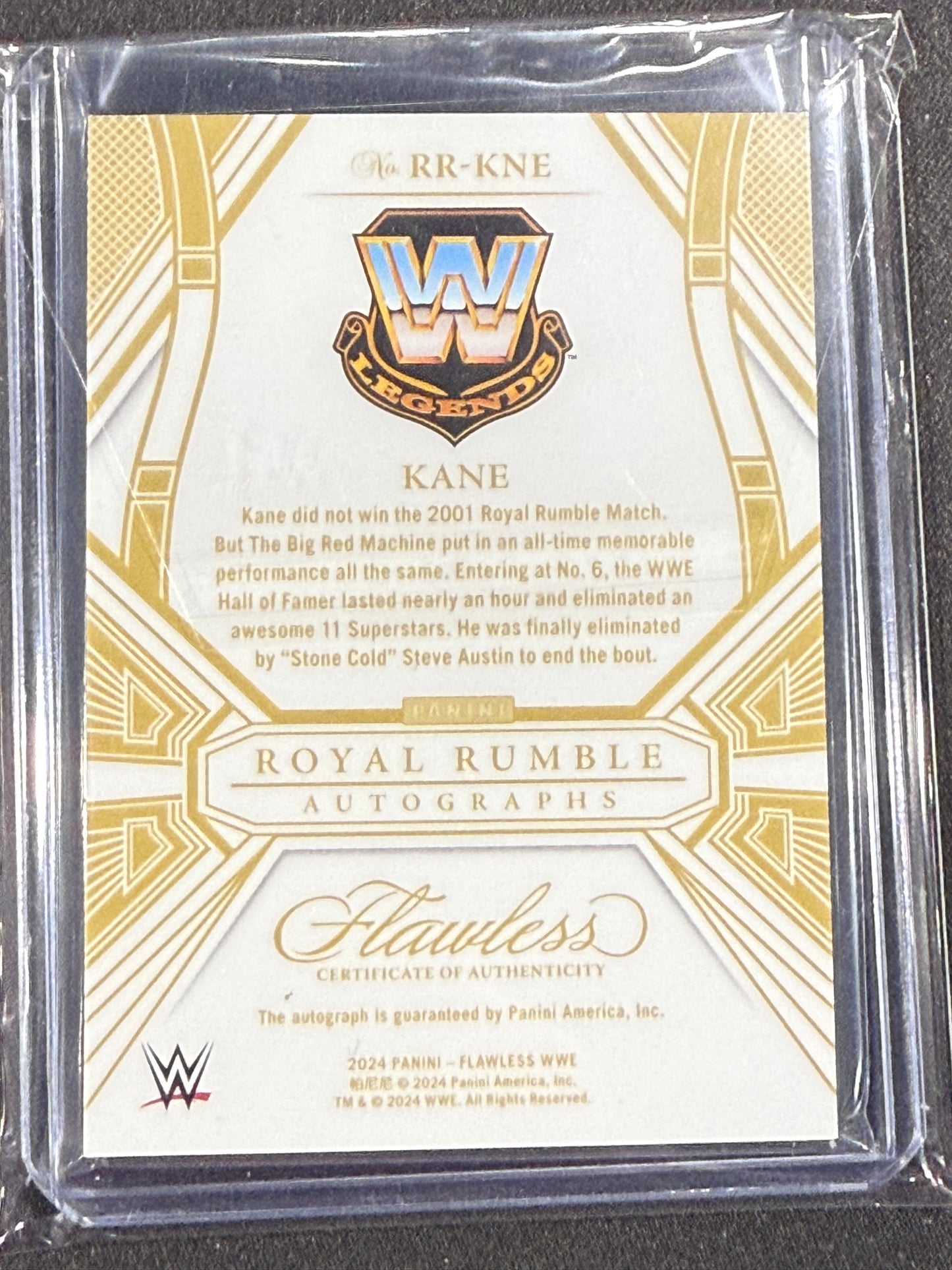 2024 Panini Flawless WWE Kane 2001 Royal Rumble Auto AMETHYST #/8