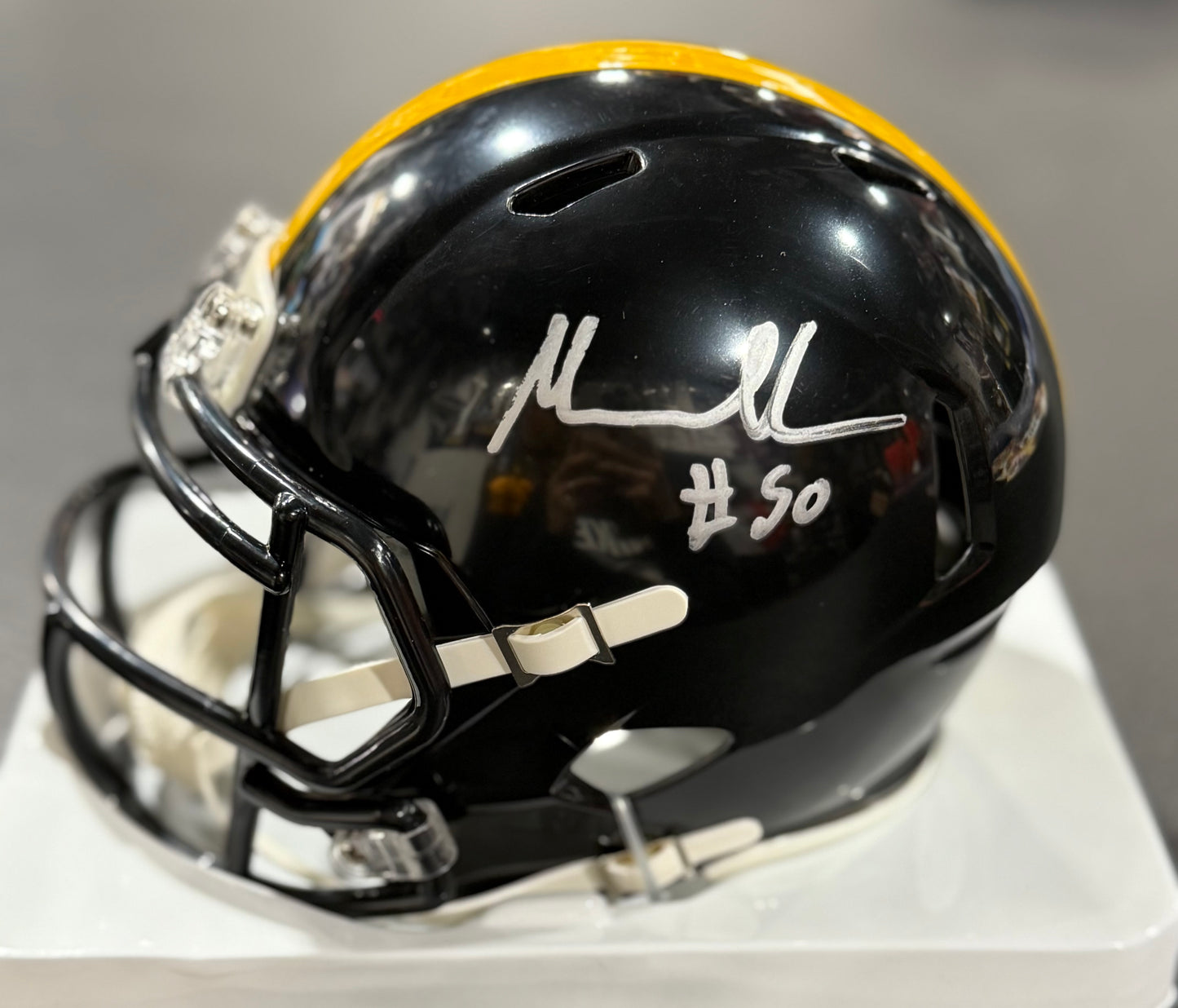 MALIK HARRISON Signed Pittsburgh Steelers Mini Helmet JSA Black