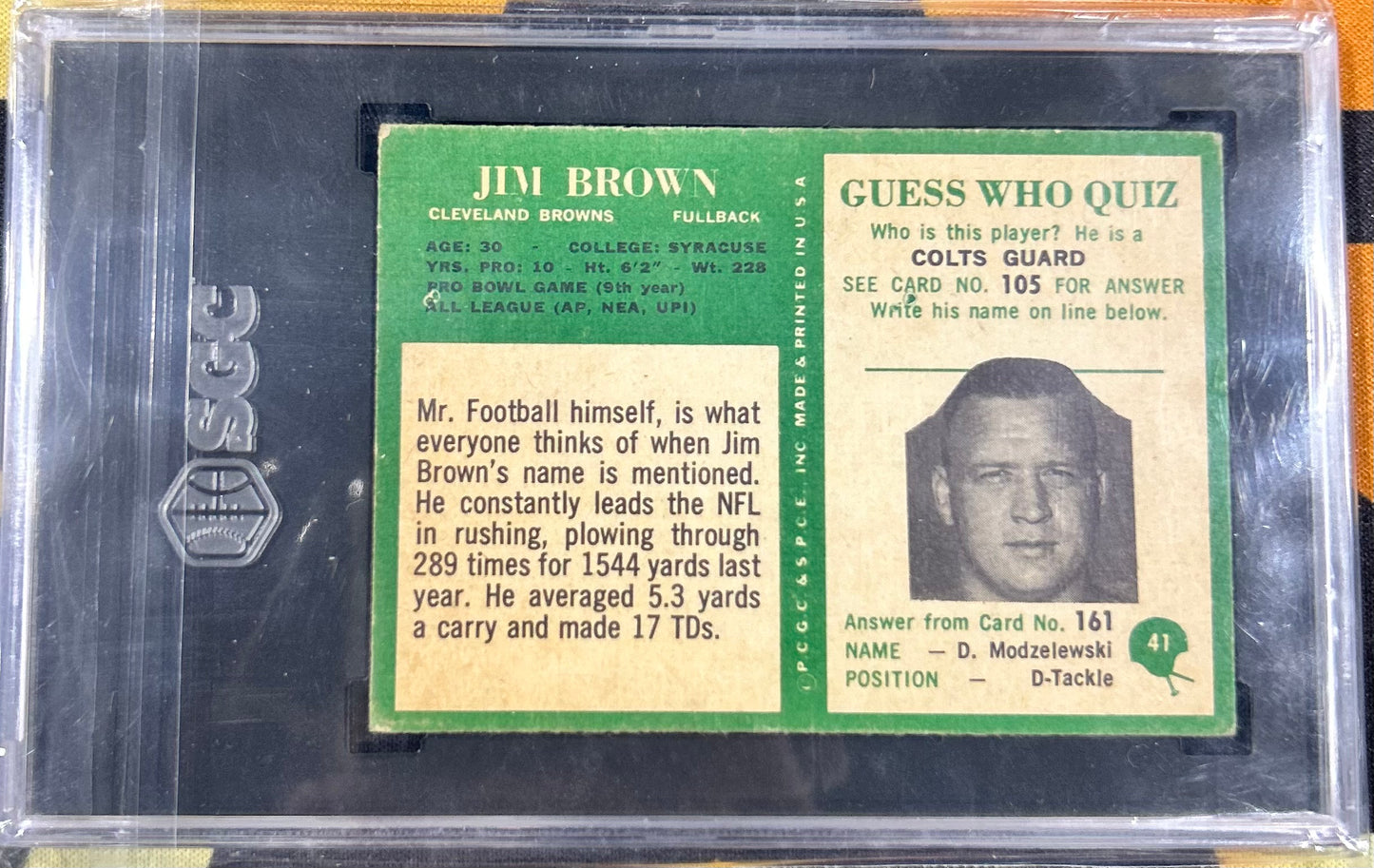 1966 Philadelphia #41 Jim Brown SGC 3.5 Cleveland Browns