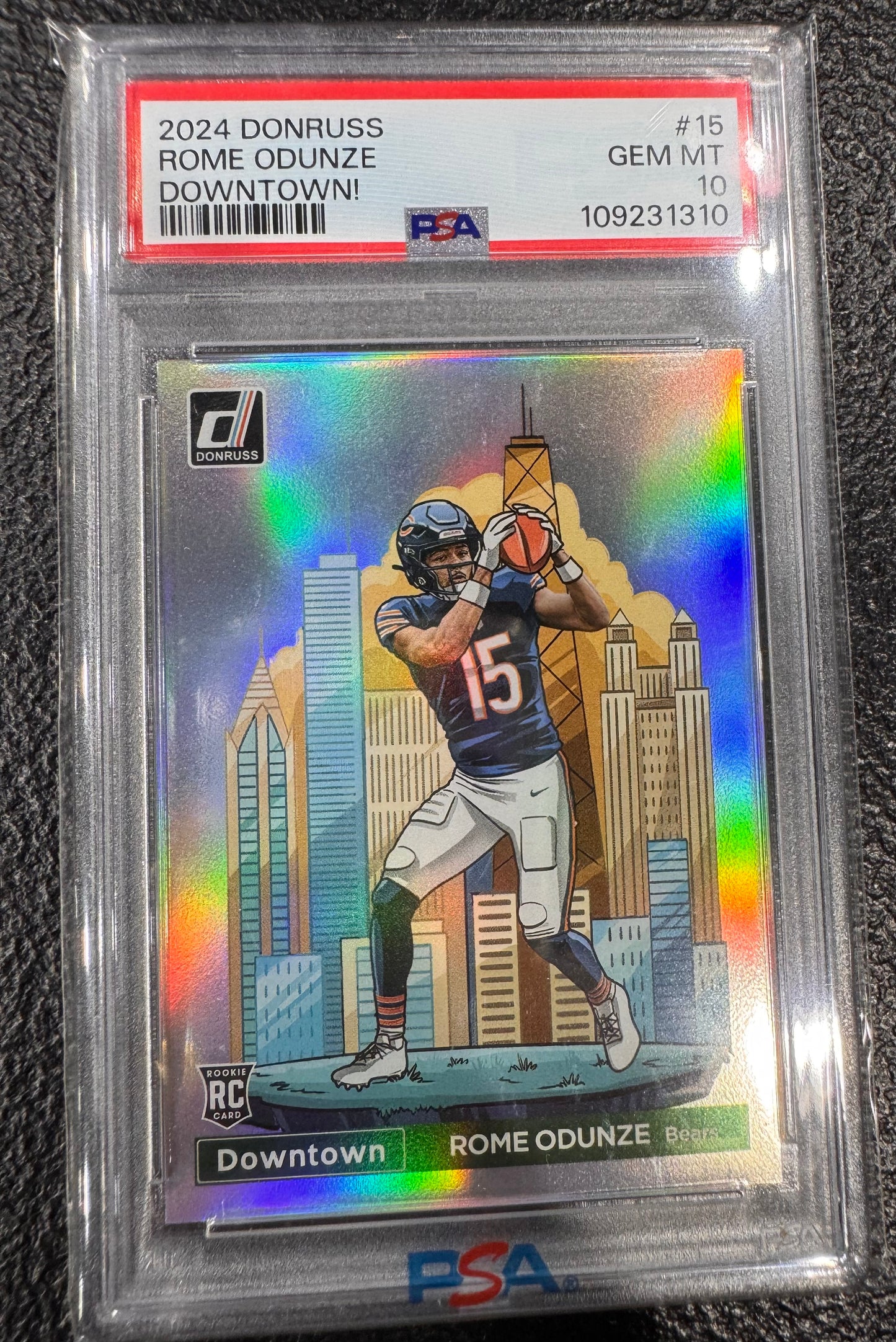 2024 Panini Donruss Rome Odunze Downtown PSA 10 Chicago Bears Downtown! SSP