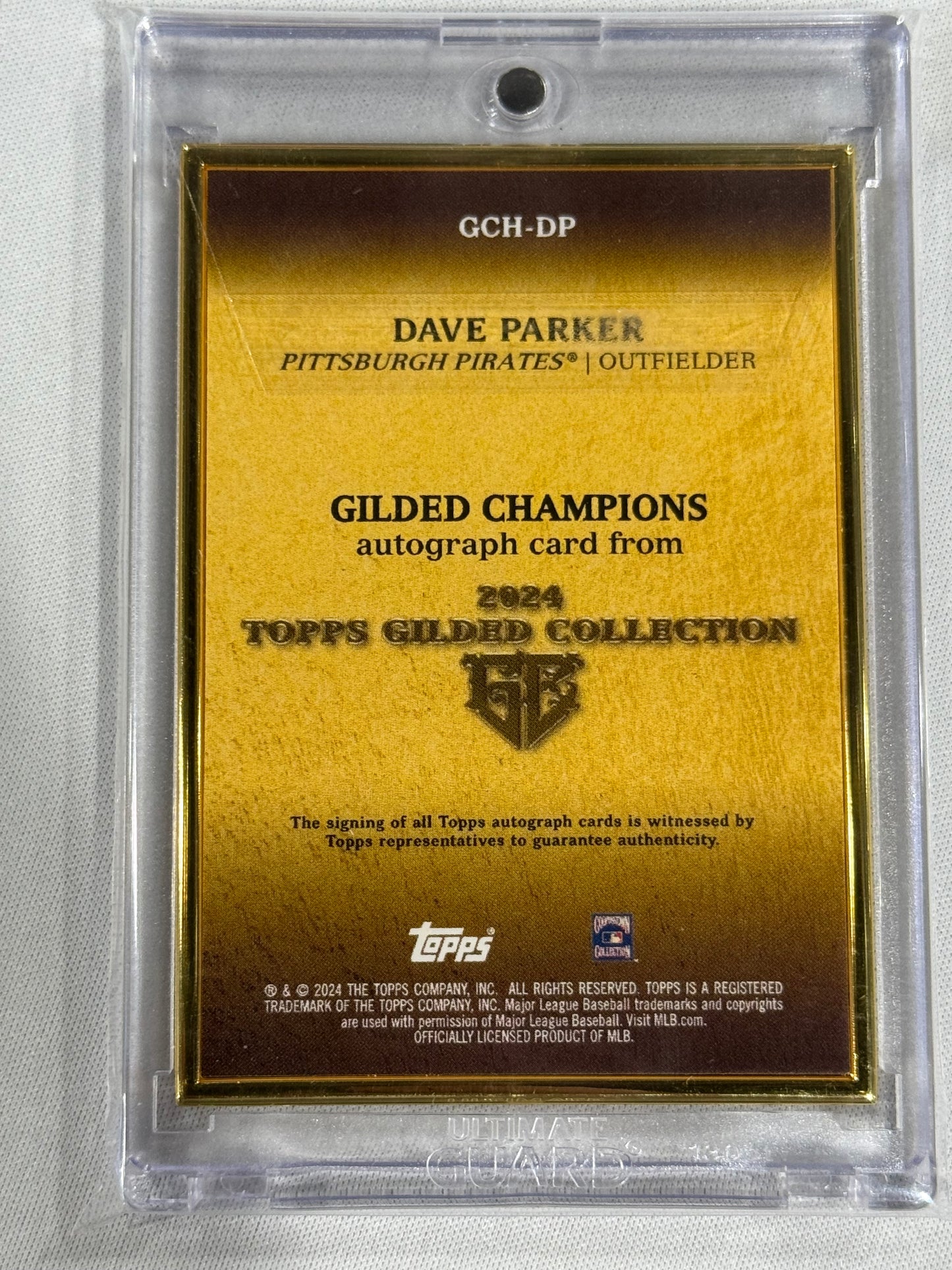 DAVE PARKER 2024 Topps Guilded Champions Onyx AUTO /10 Pittsburgh Pirates