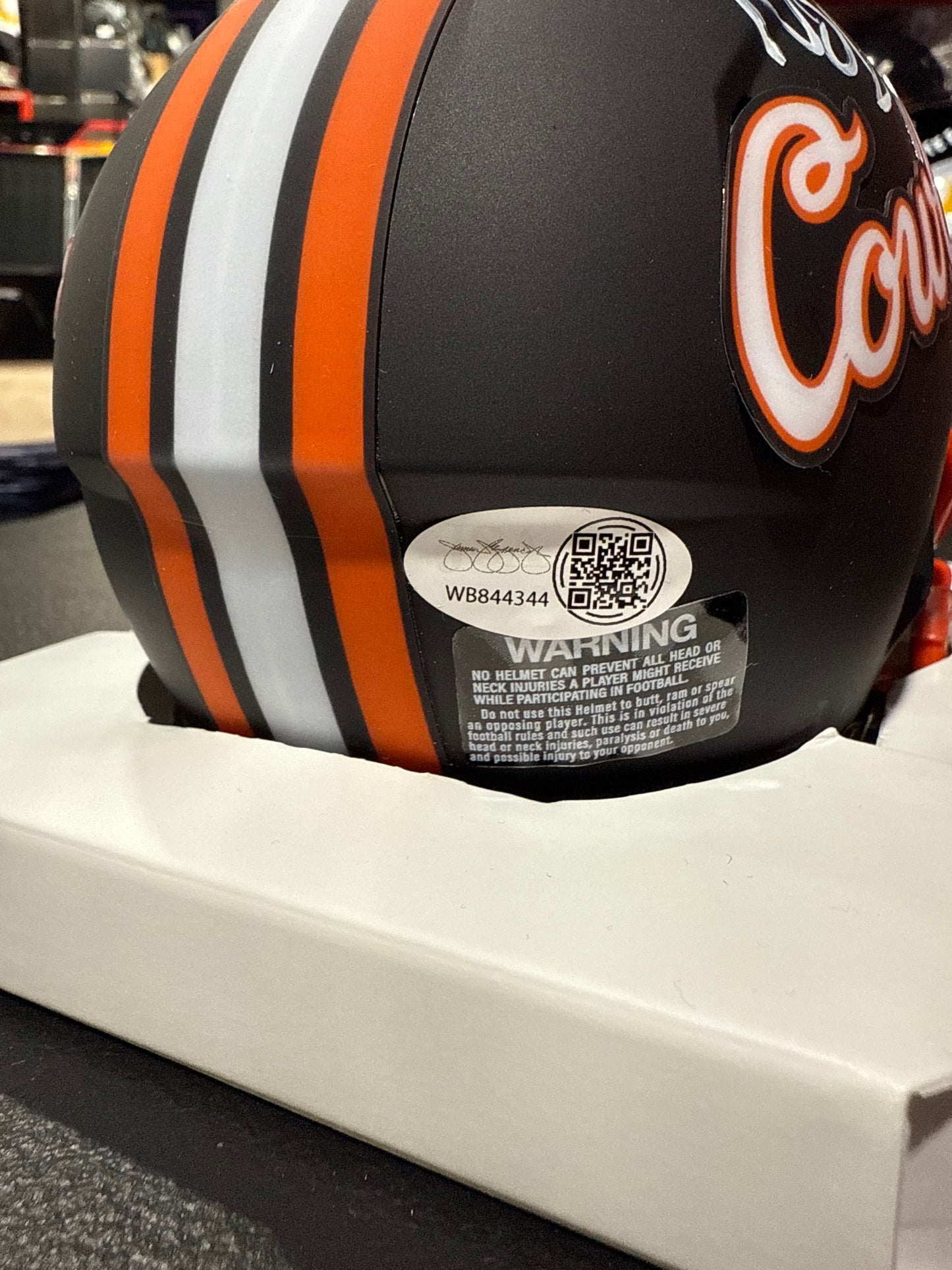 Mason Rudolph Oklahoma State Cowboys JSA COA Autographed Mini Helmet Black Cowboy