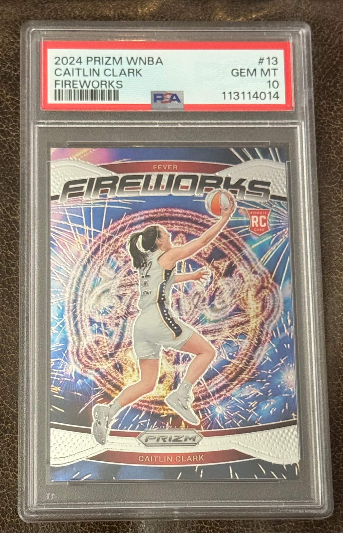 2024 Panini Prizm Caitlin Clark Rookie Gem Mint Fireworks Psa 10