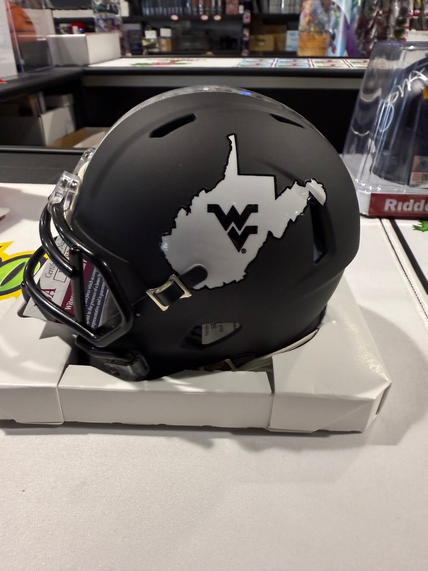 Pat White West Virginia Mountaineers Signed WVU Mini Helmet JSA Black
