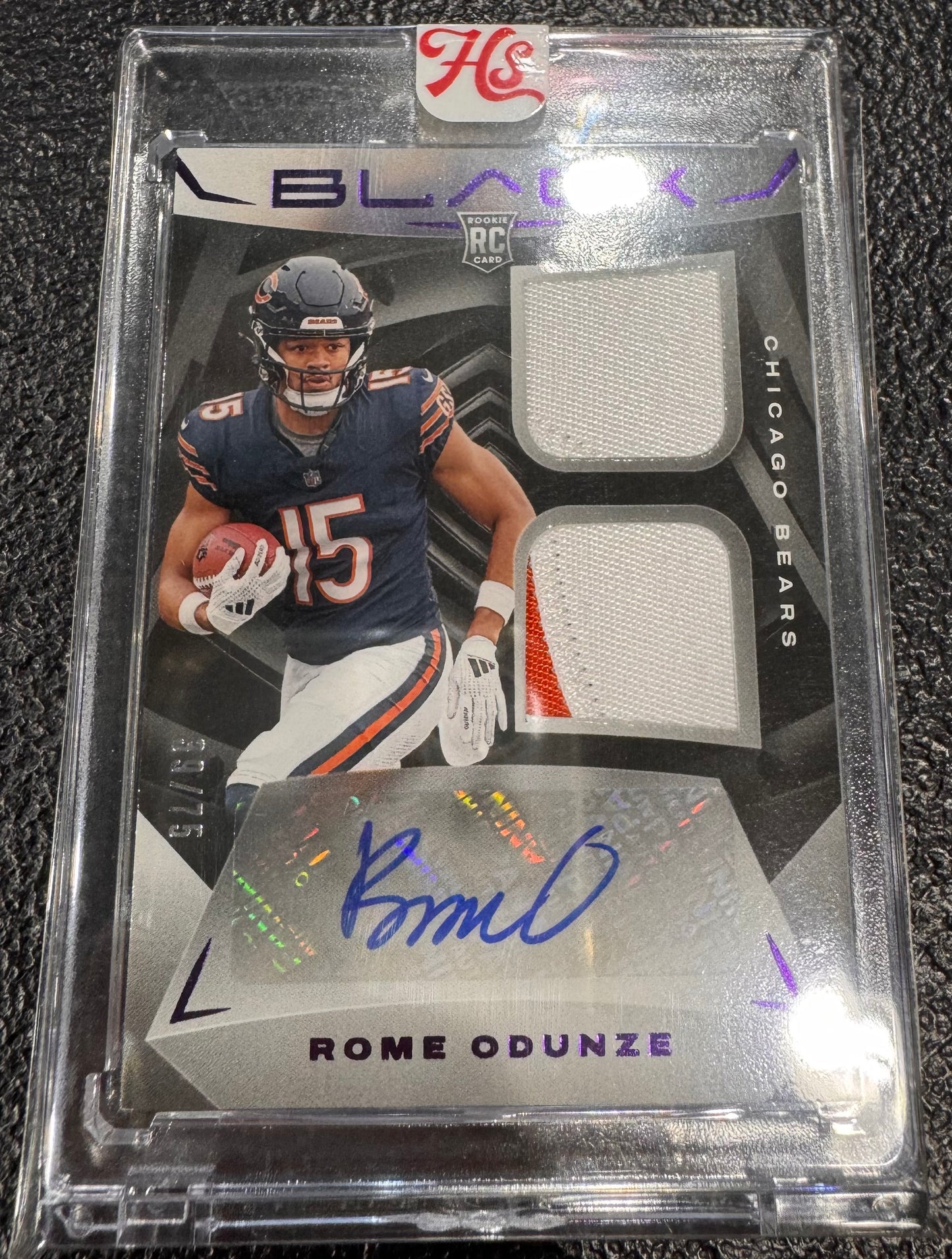 2024 Panini Black Rookie Patch Auto Rome Odunze /100 Chicago Bears