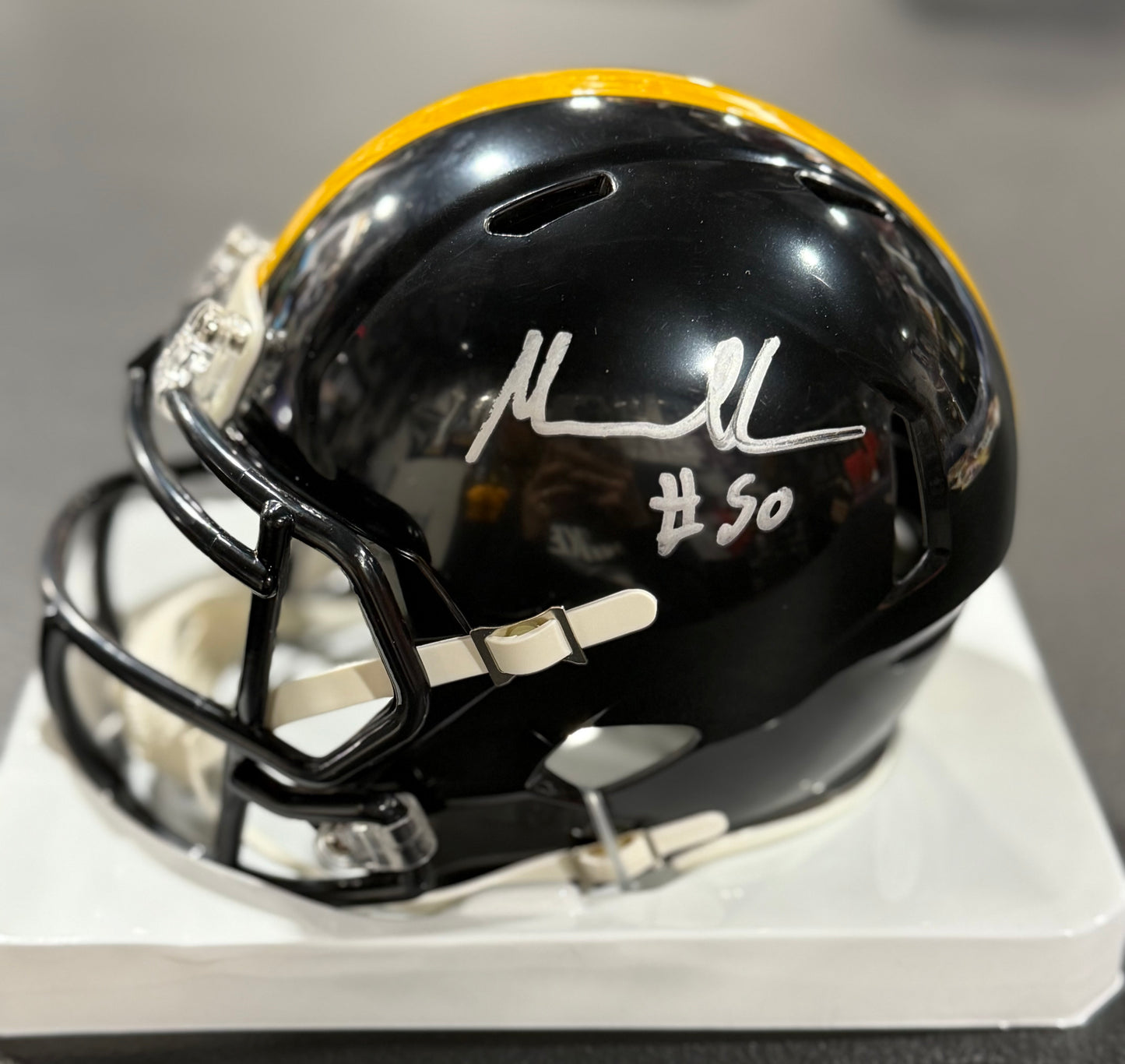 MALIK HARRISON Signed Pittsburgh Steelers Mini Helmet JSA Black