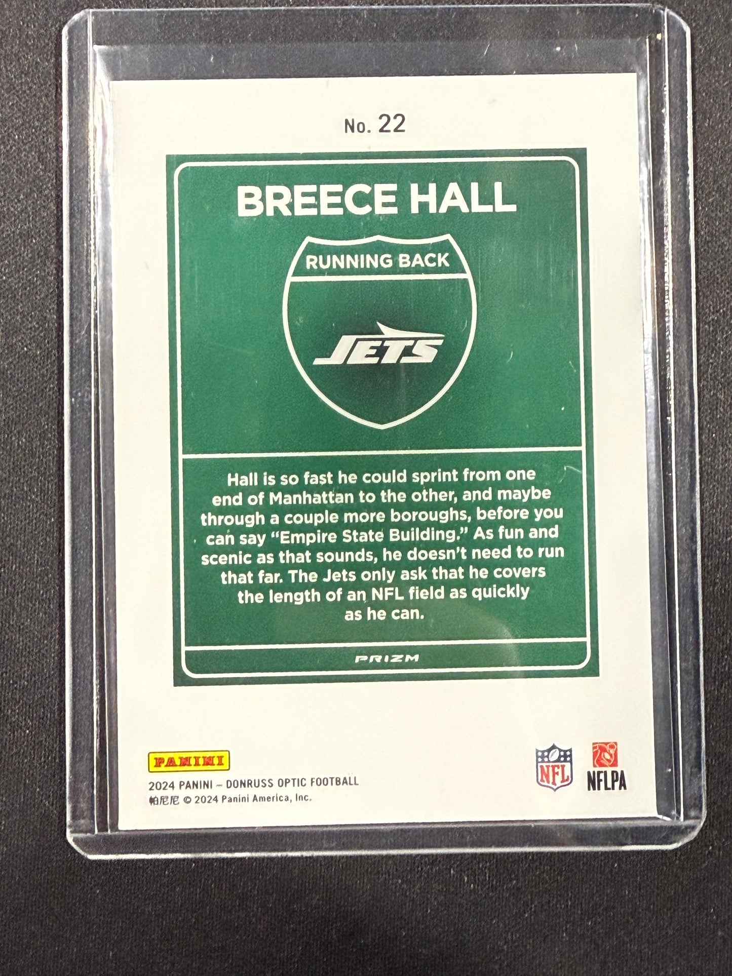 2024 Panini Donruss Optic Breece Hall Downtown New York Jets