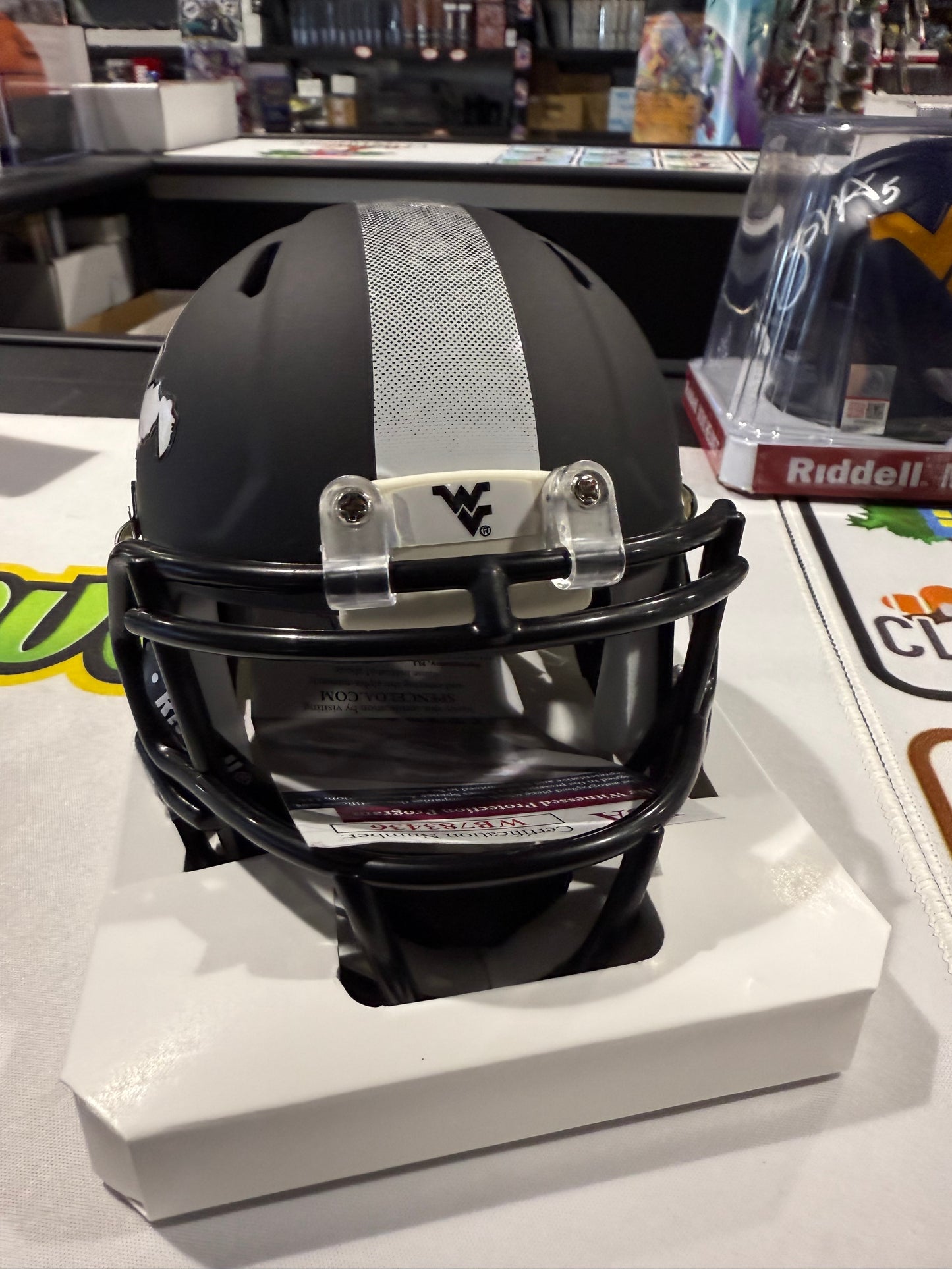 Pat White West Virginia Mountaineers Signed WVU Mini Helmet JSA Black