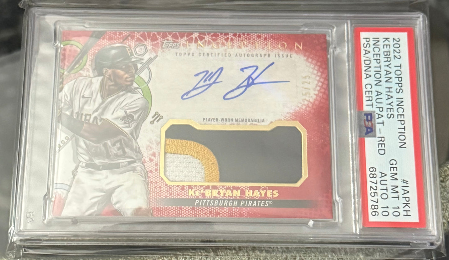 Ke'Bryan Hayes 2022 Topps Inception Patch Auto /25 PSA 10/10 Pittsburgh Pirates
