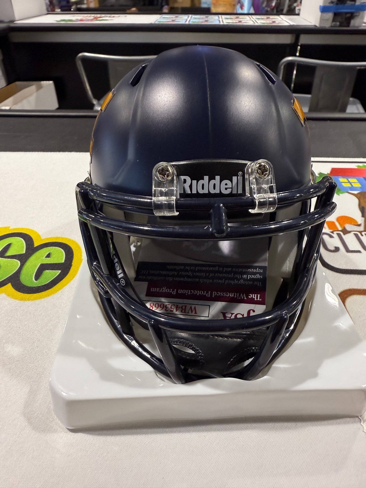 Pat White West Virginia Mountaineers Signed WVU Mini Helmet JSA Blue