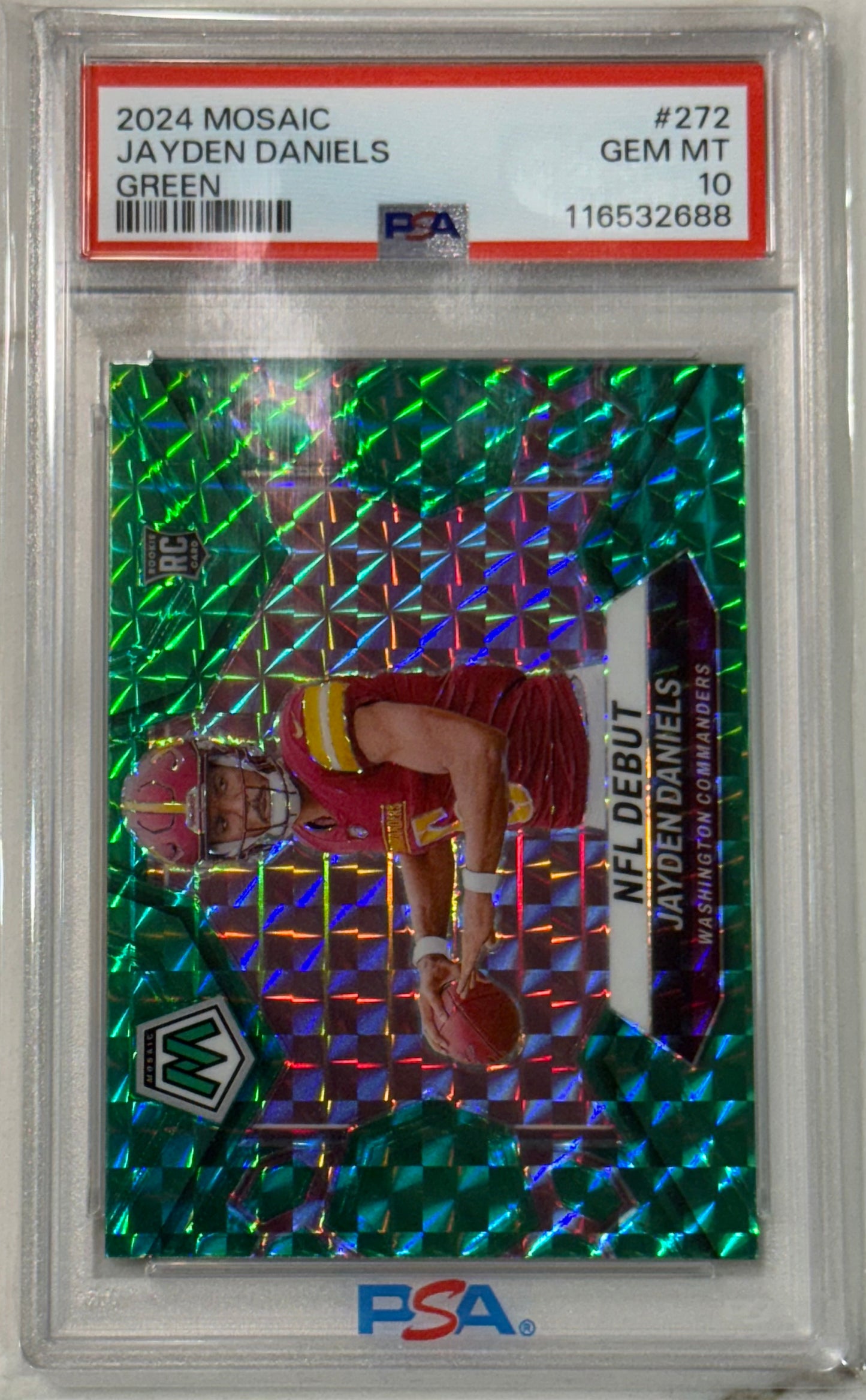 2024 PANINI MOSAIC GREEN #272 JAYDEN DANIELS ROOKIE RC PSA 10