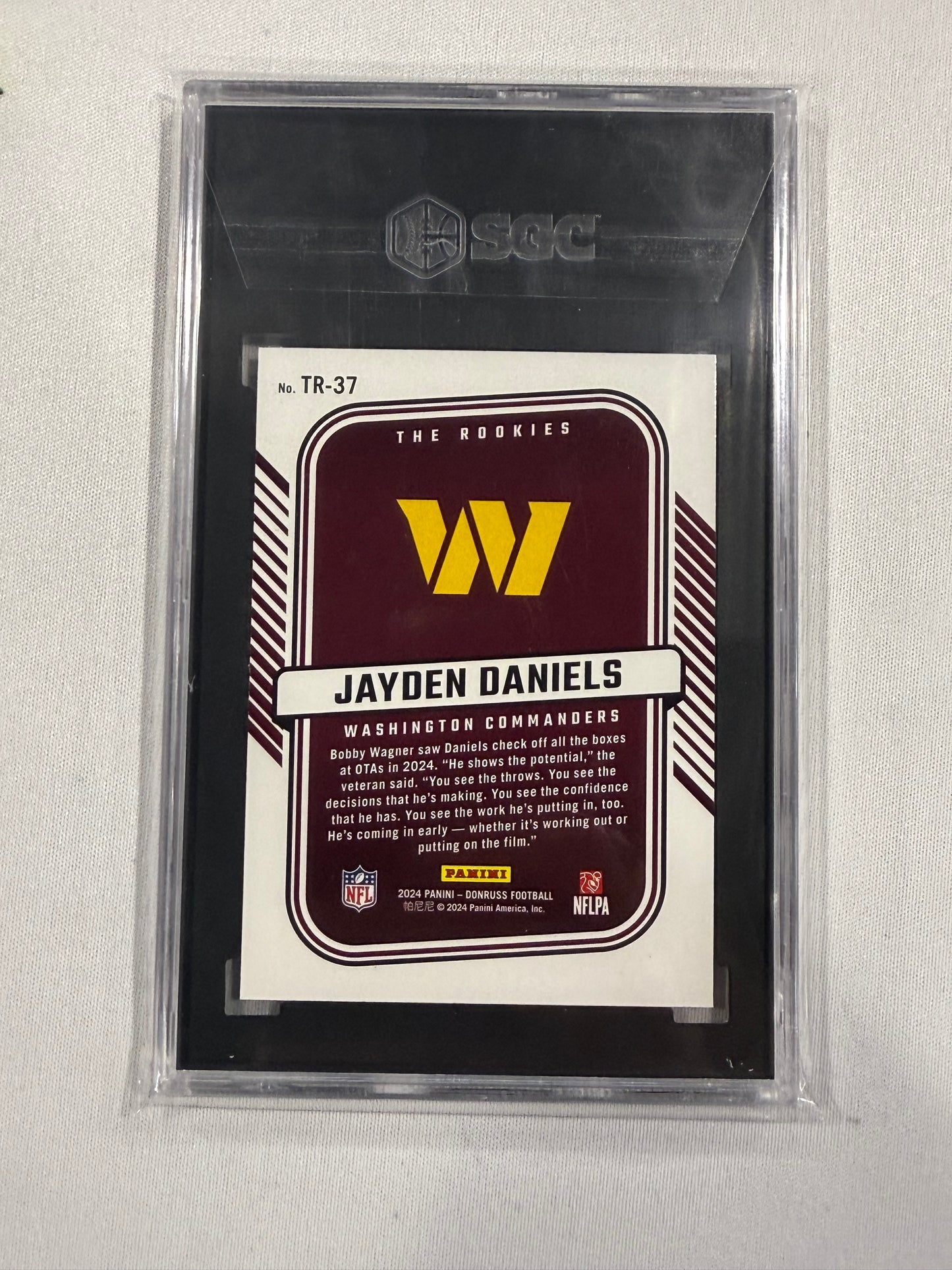 JAYDEN DANIELS 2024 Panini Donruss - The Rookies #TR-37 SGC GEM MINT 10 RC
