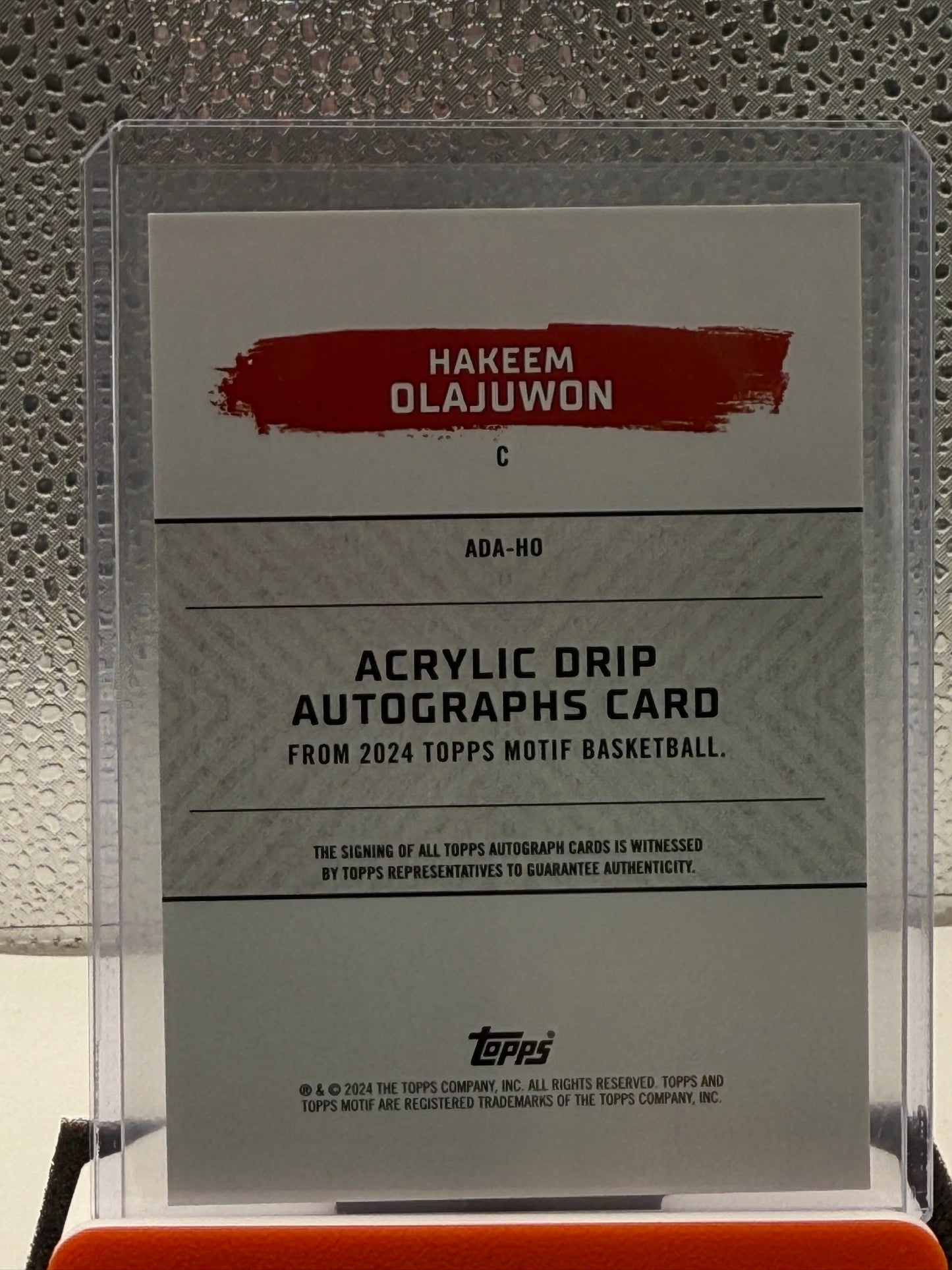 2023-24 Topps Motif Hakeem Olajuwon Green Acrylic Drip Auto /10 Houston Rockets