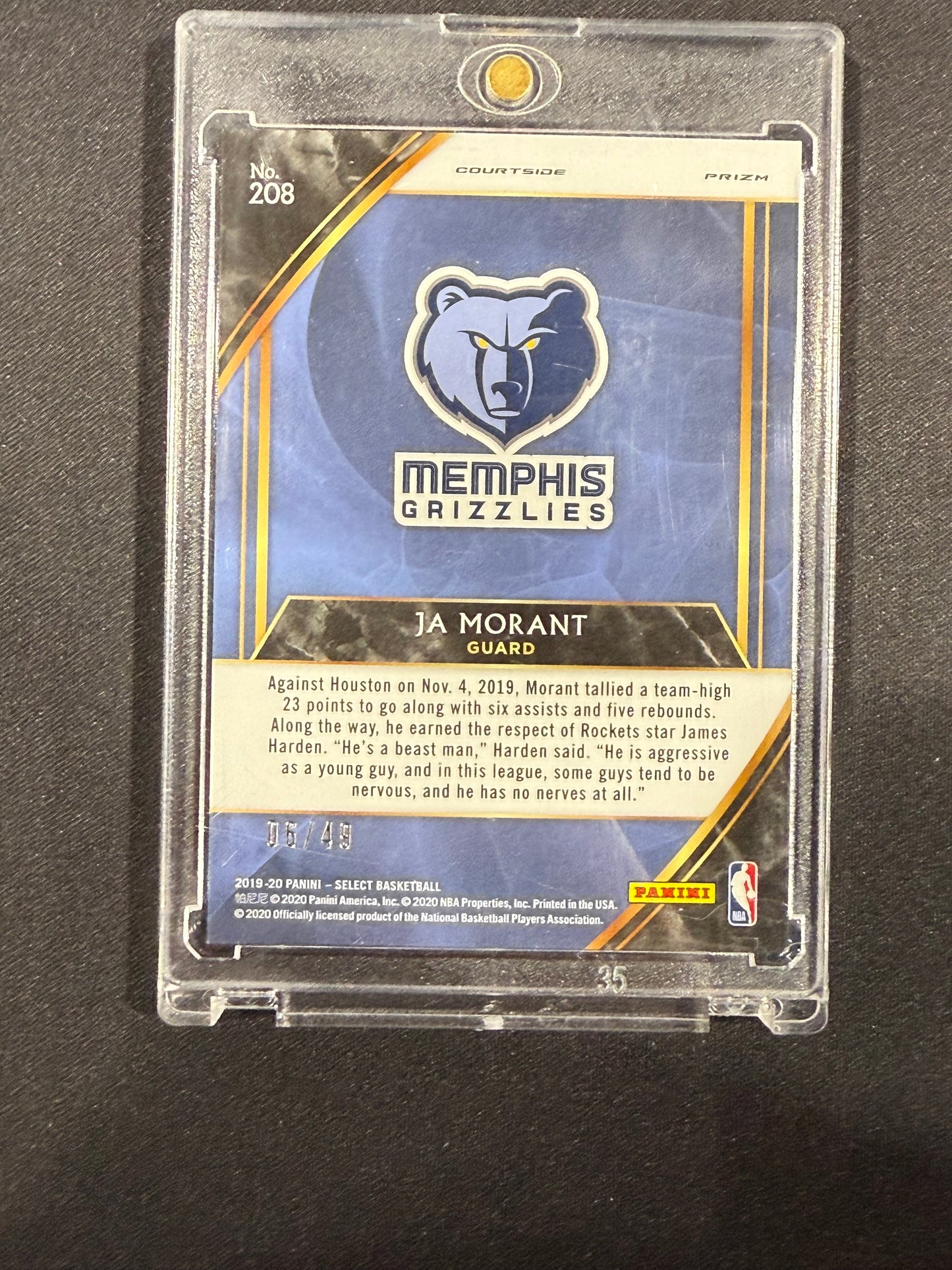 2019 Select Courtside Hybrid Red Disco Prizm /49 Ja Morant Memphis Grizzlies