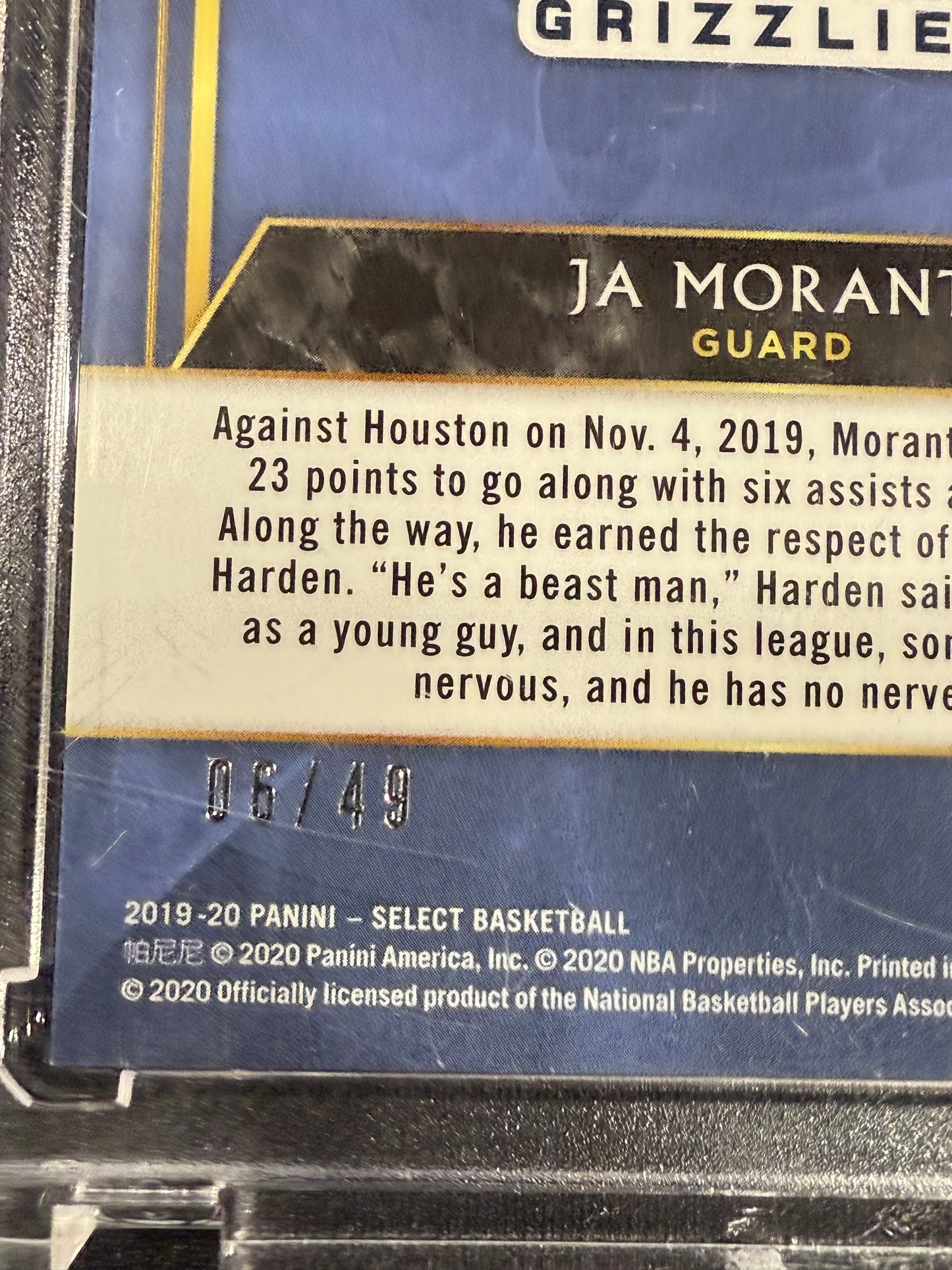2019 Select Courtside Hybrid Red Disco Prizm /49 Ja Morant Memphis Grizzlies