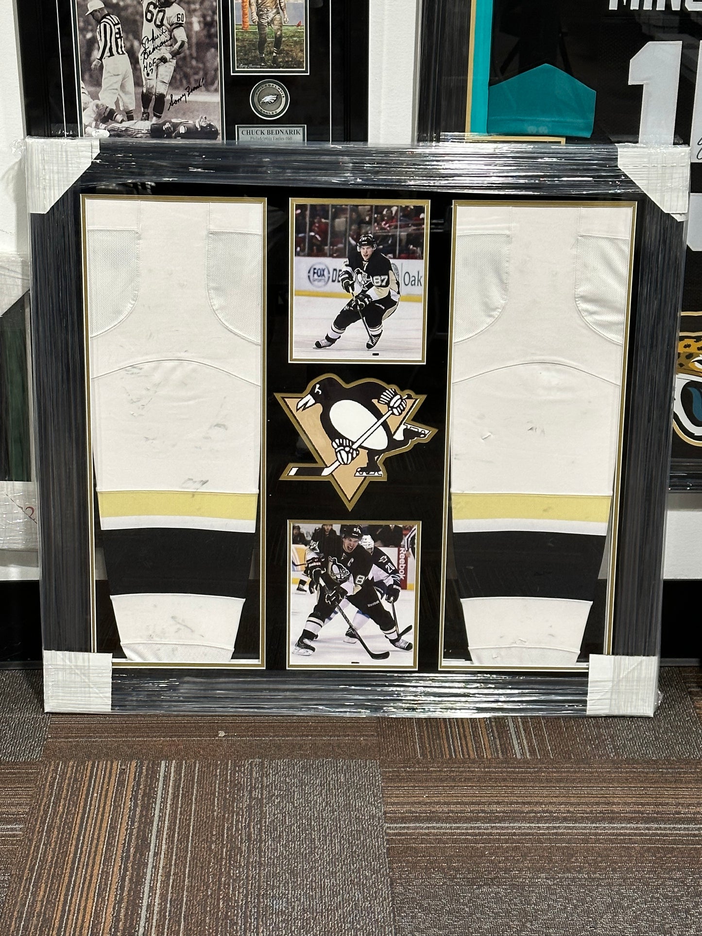 SIDNEY CROSBY Pittsburgh Penguins Game Socks Framed