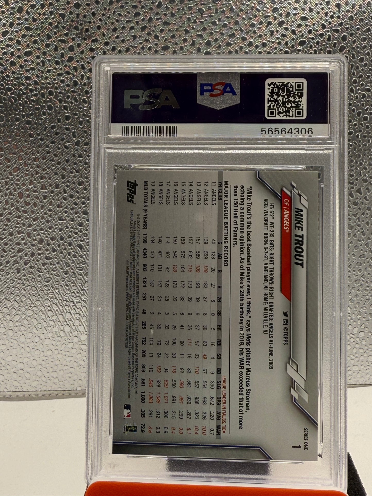 2020 Topps Chrome Refractor #1 Mike Trout PSA 10 Gem Mint Anaheim Angels