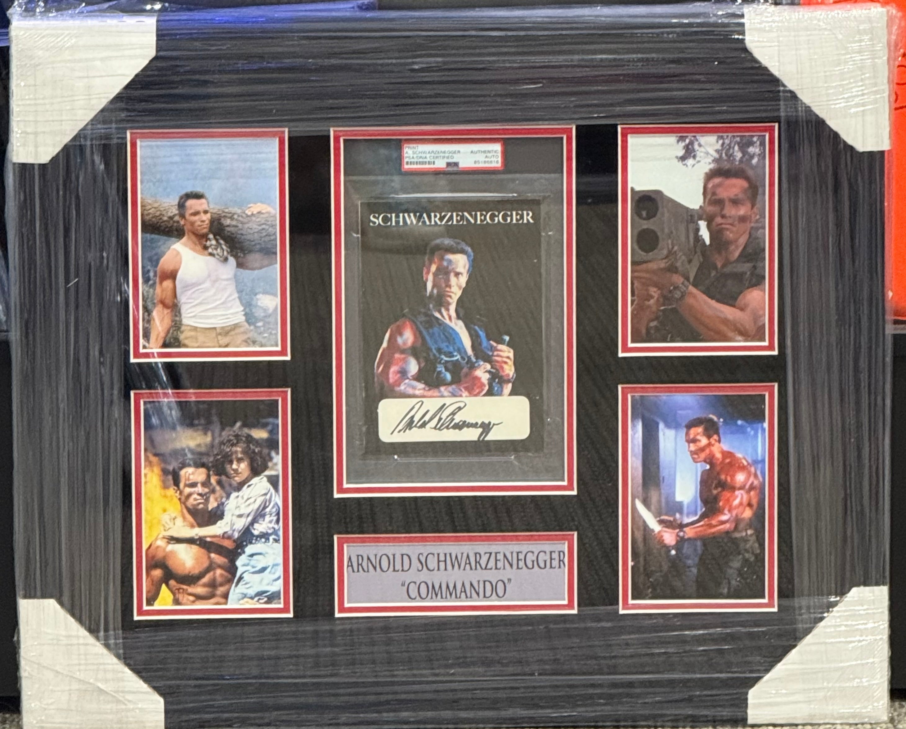 Arnold Schwarzenegger Signed Framed Commando Auto Psa Slabbed