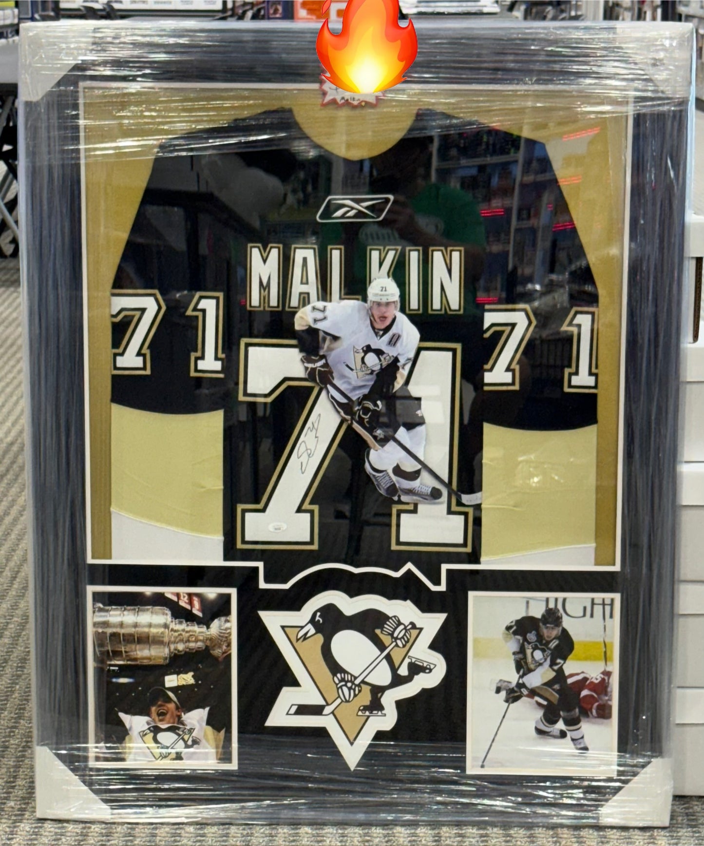 Evgeni Malkin - Pittsburgh Penguins- Framed Jersey- JSA Cut Out