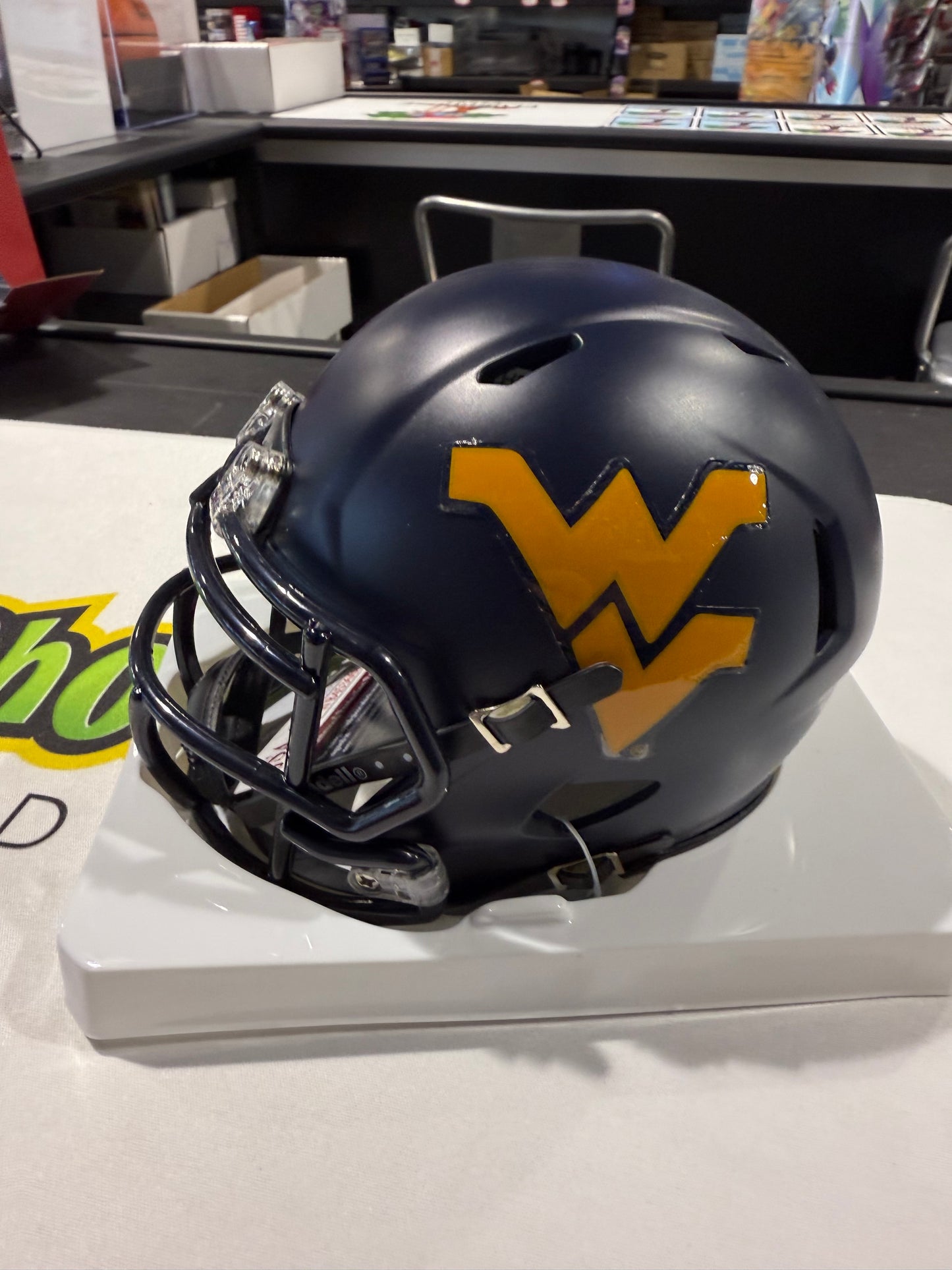Pat White West Virginia Mountaineers Signed WVU Mini Helmet JSA Blue