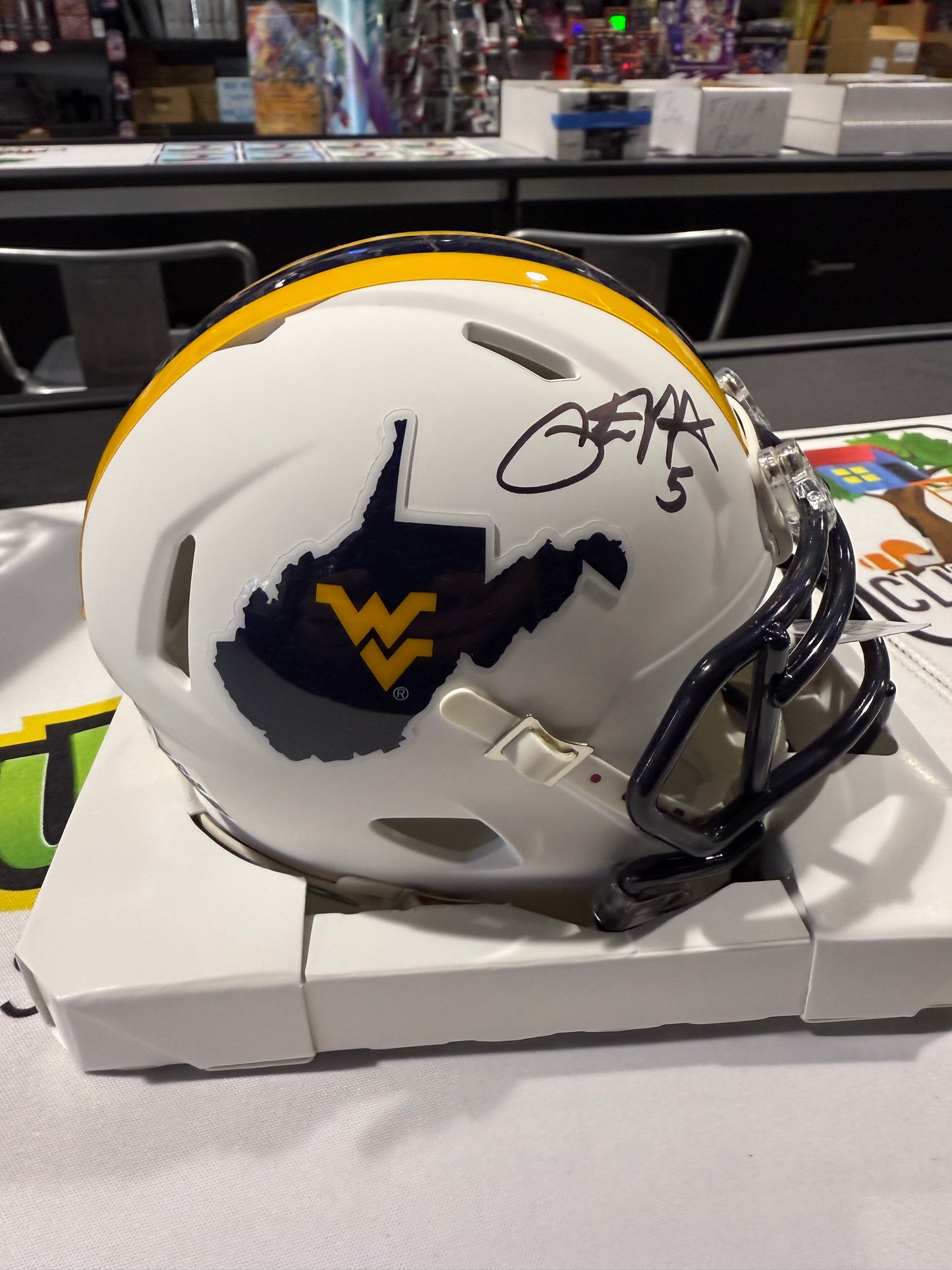 Pat White West Virginia Mountaineers Signed WVU Mini Helmet JSA White