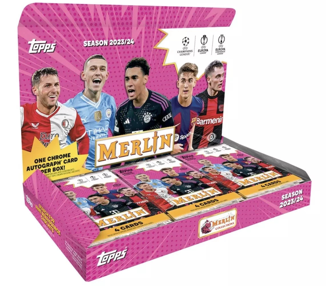 2023-24 Topps UEFA Club Competitions Merlin Chrome Soccer Sealed Hobby Box