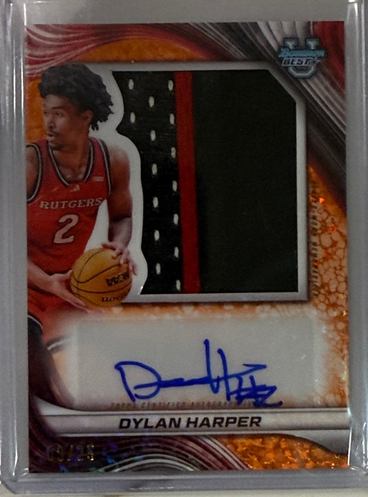 2024-25 Bowman U Best Dylan Harper Patch Auto Orange Mini-Diamond 9/25! Rutgers