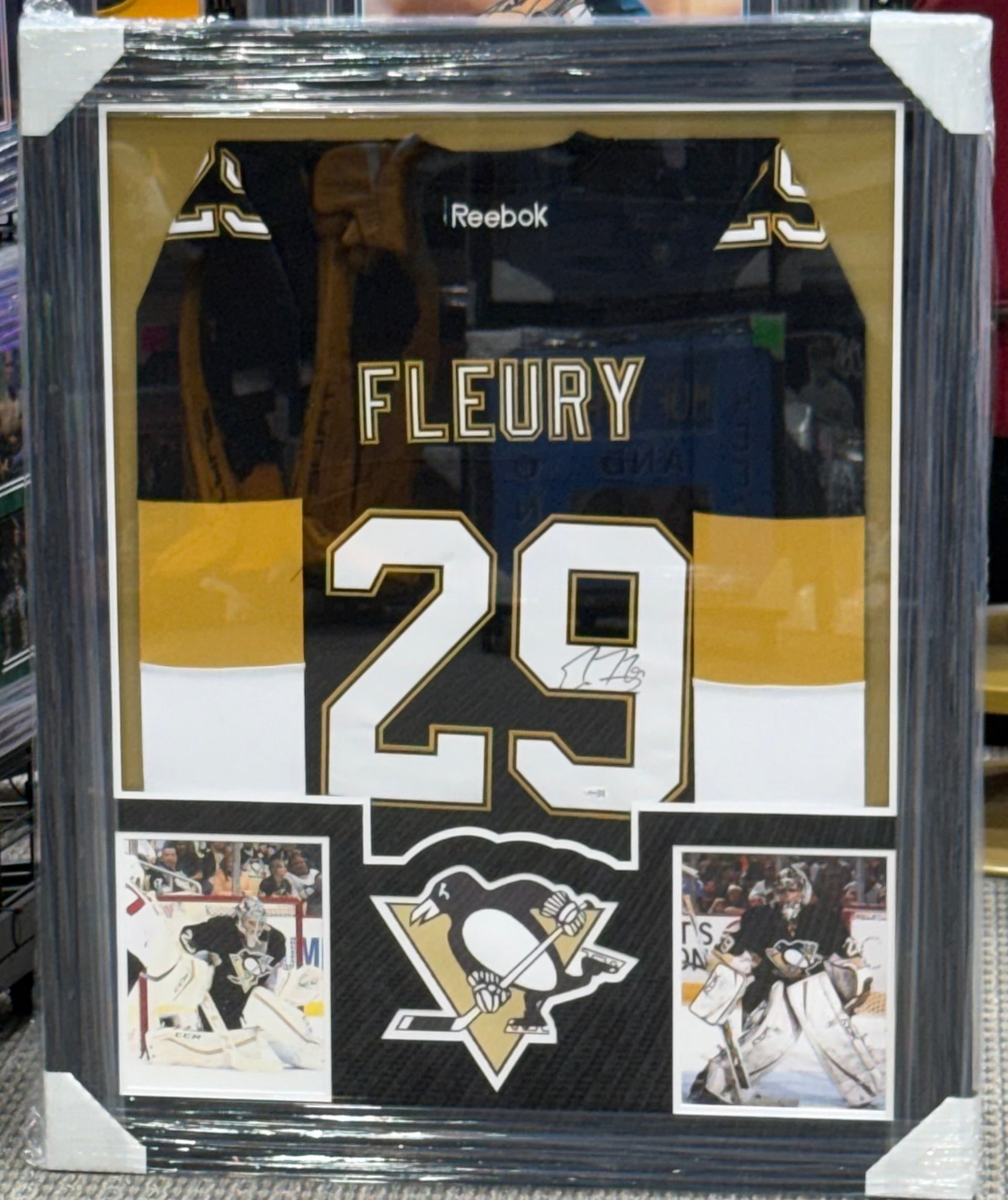 MARC ANDRE FLEURY SIGNED AUTOGRAPH PITTSBURGH PENGUINS JERSEY JSA Black