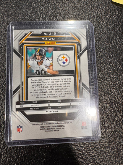 2022 Panini Prizm #249 TJ T.J. Watt Silver Auto Pittsburgh Steelers
