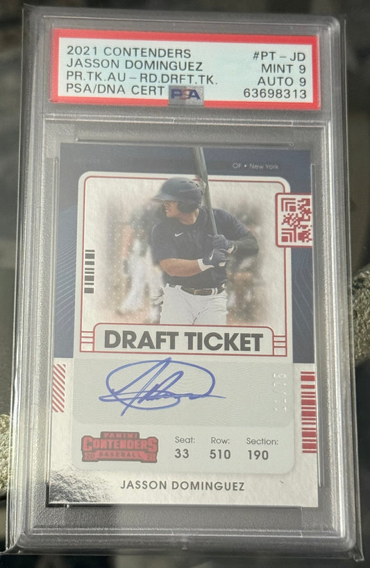 Jasson Dominguez 2021 Contenders Prospect Red Draft Ticket /75 Psa 9/9 New York