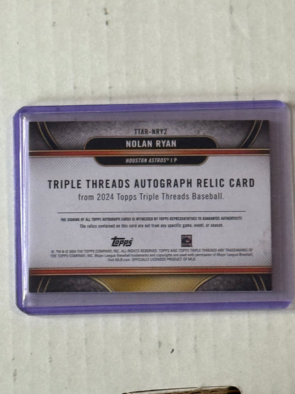2024 Topps Triple Threads Nolan Ryan Game Used Relic Auto /27 Purple Foil Astros