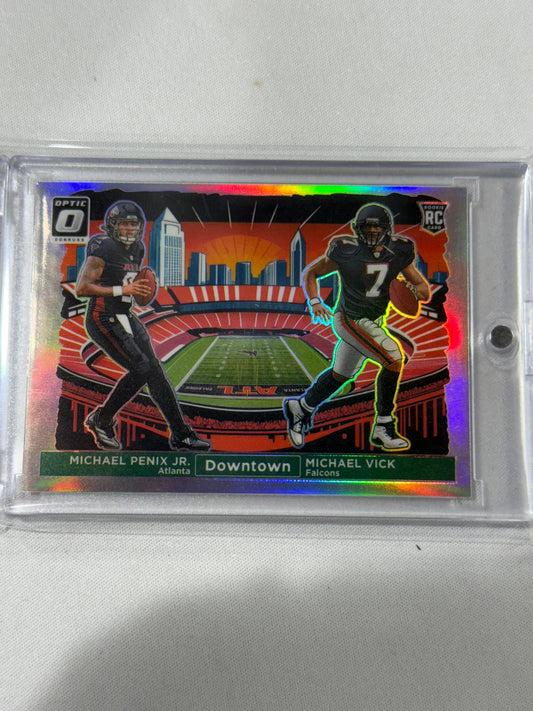2024 Panini Donruss Optic Dual Downtown Michael Penix Jr RC & Michael Vick #14