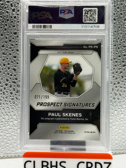 2024 Panini Prizm- Paul Skenes Prospect Signatures Auto Pulsar RC /199 Psa 9 Pittsburgh Pirates