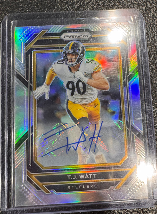 2022 Panini Prizm #249 TJ T.J. Watt Silver Auto Pittsburgh Steelers