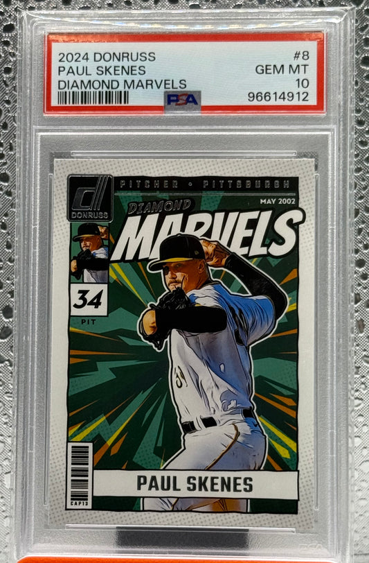 2024 PANINI DONRUSS DIAMOND MARVELS #8 PAUL SKENES PSA 10 Pittsburgh Pirates