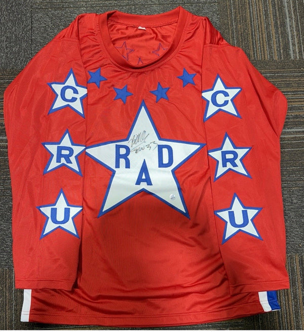 Bill Allen Cru Jones SIGNED RAD Racing Movie Jersey Clubhouse Card COA Large Black