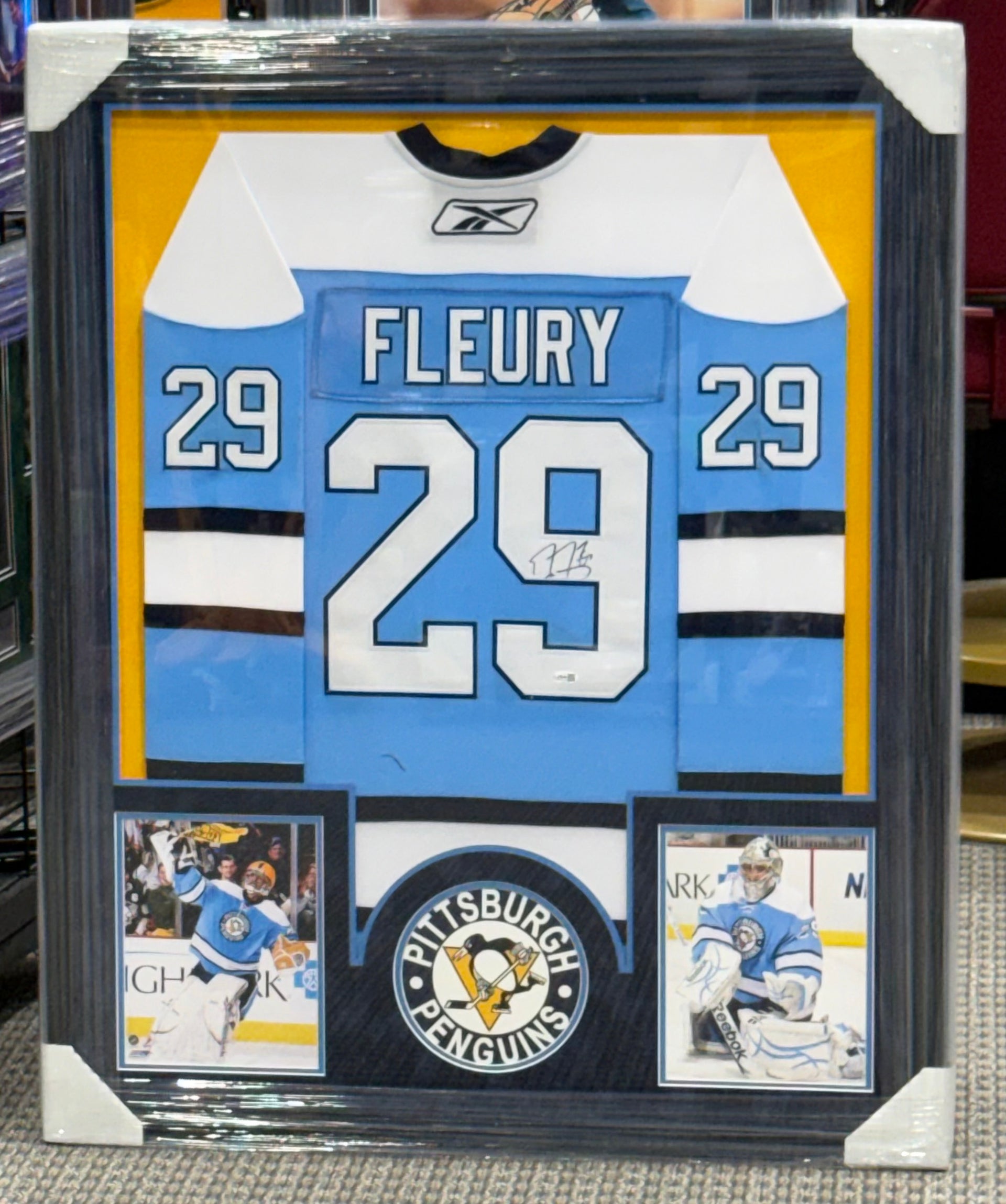 MARC ANDRE FLEURY SIGNED AUTOGRAPH PITTSBURGH PENGUINS JERSEY JSA Blue