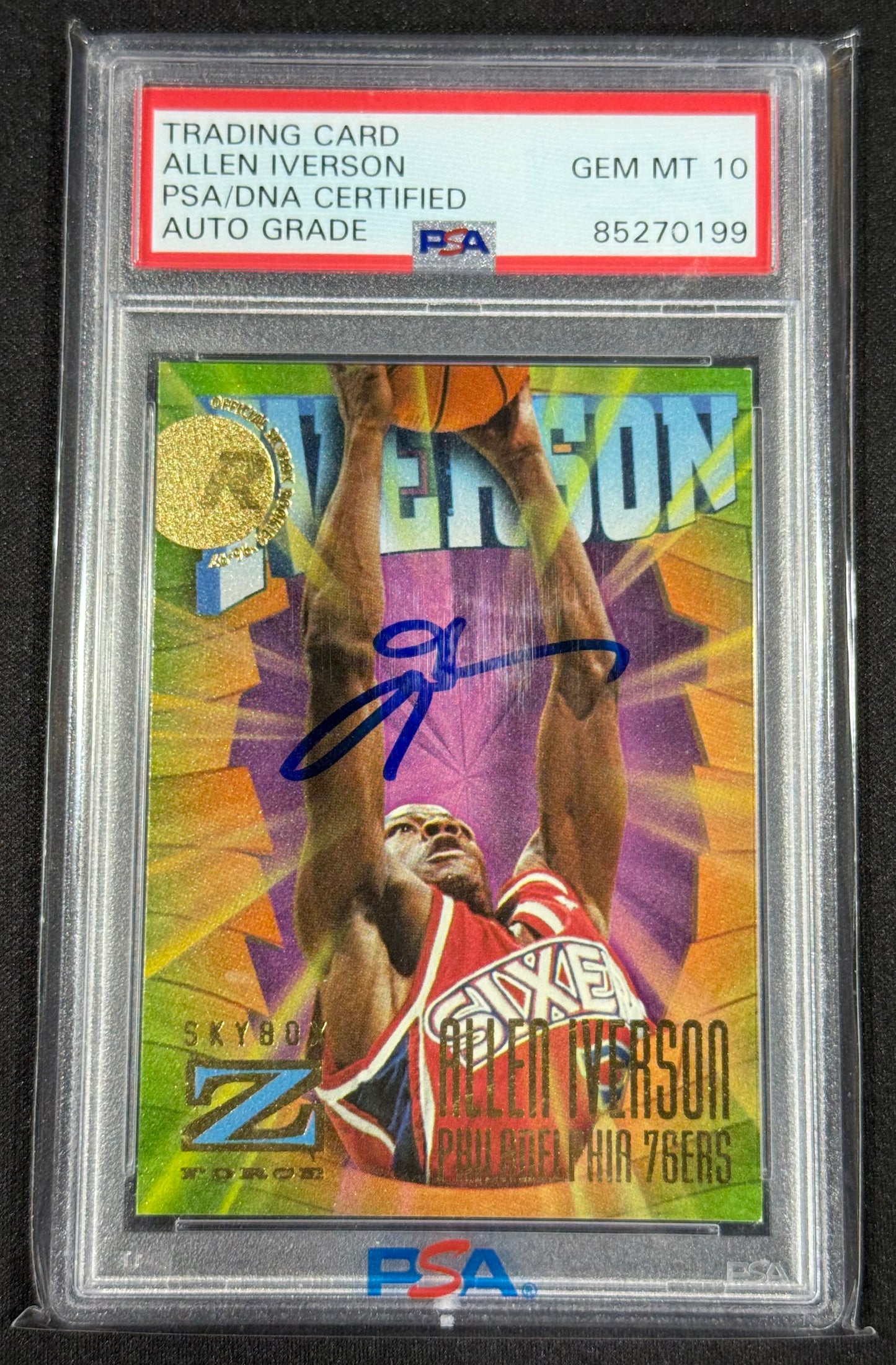 1996 Skybox Z Force #151 Allen Iverson Autograph RC Gem Mint PSA DNA 10 Auto