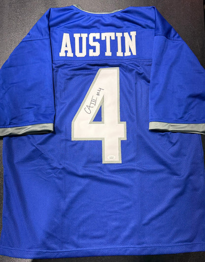 CALVIN AUSTIN III SIGNED AUTOGRAPHED MEMPHIS TIGERS #4 BLUE JERSEY JSA