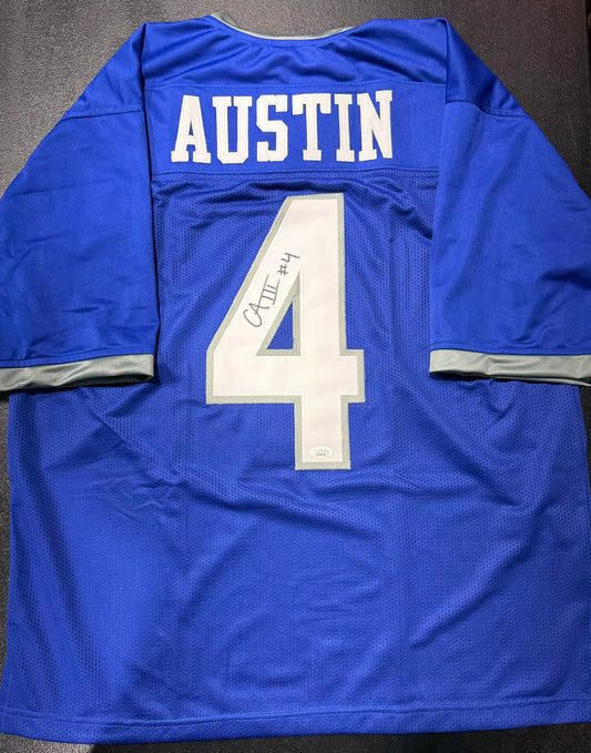 CALVIN AUSTIN III SIGNED AUTOGRAPHED MEMPHIS TIGERS #4 BLUE JERSEY JSA