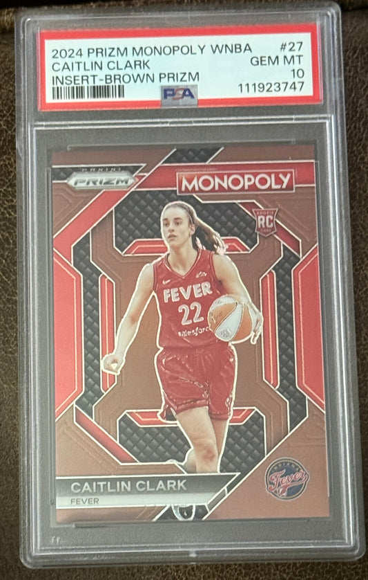2024 Panini Monopoly WNBA Caitlin Clark Brown Prizm /249 #27 Rookie RC PSA 10